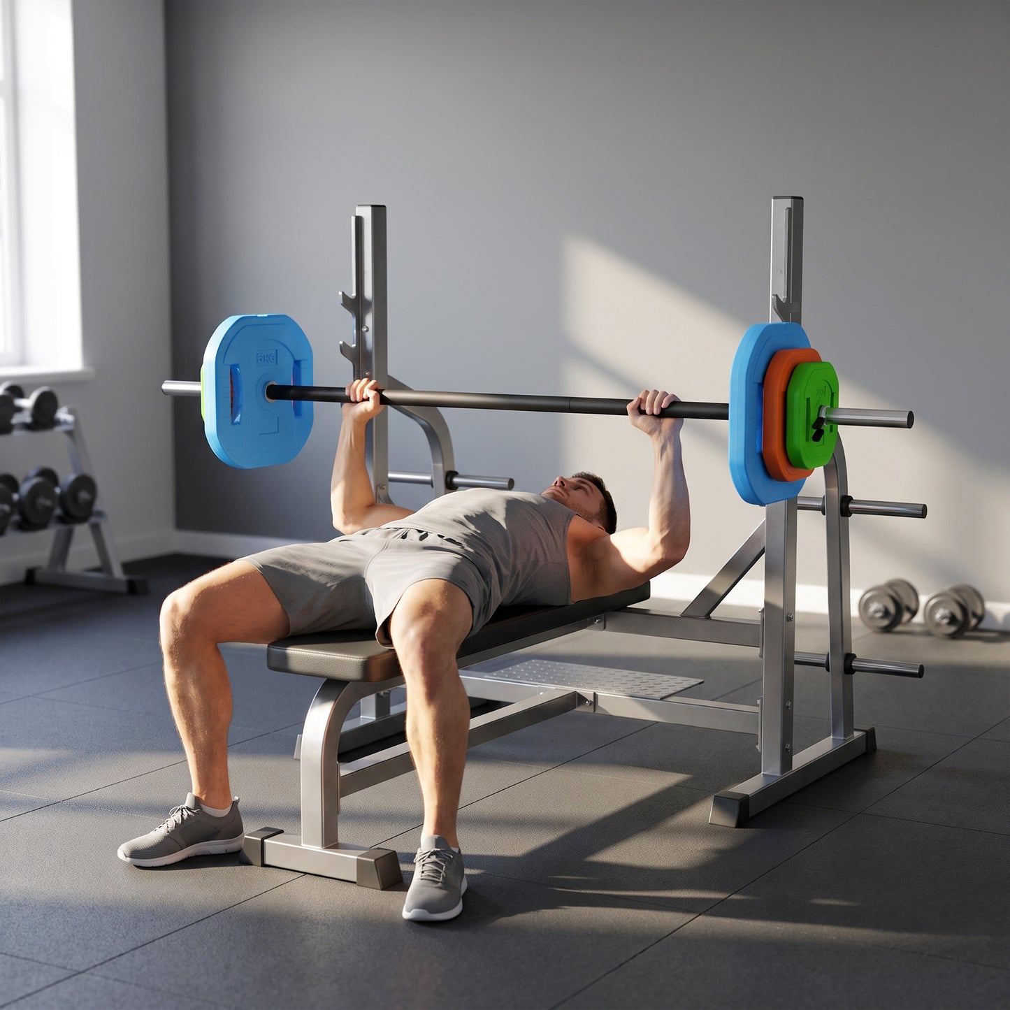 SPORTNOW 20 kg Adjustable Barbell Weights Set, Barbell Bar with Weight Plates, Non-slip Handle, Multicolour