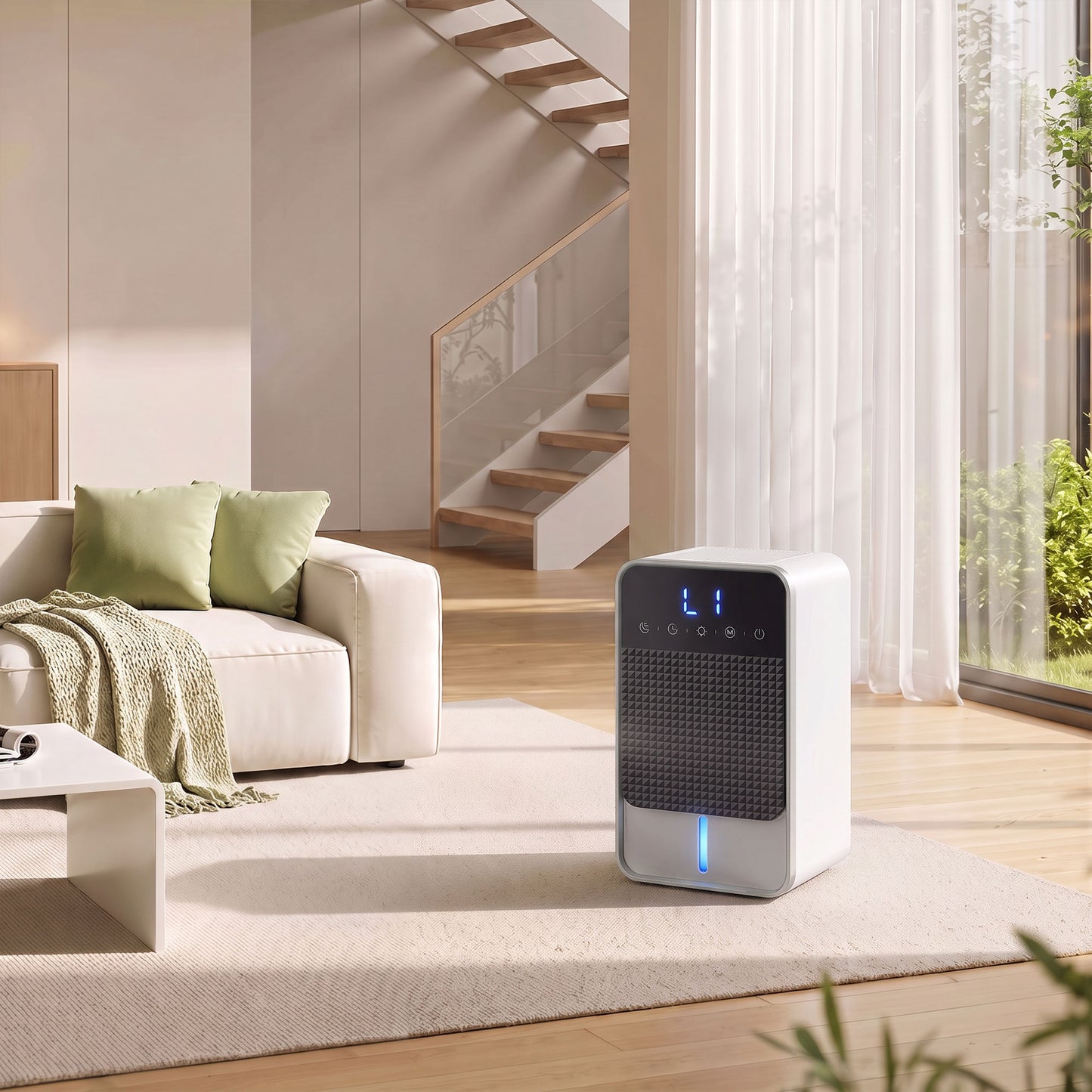 HOMCOM 400mL/Day Small Dehumidifier, RGB Mood Lights, Timer, LED Display, Dehumidifier for Home, Bedroom