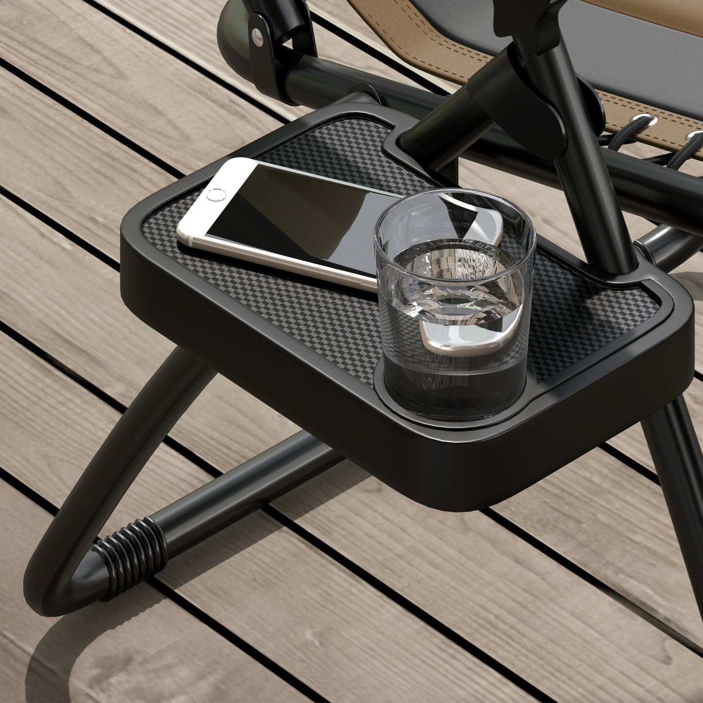 Outsunny Foldable Reclining Garden Chair Set of 2, Zero Gravity, Padded Seat, Cup Holder, Pillow, Coffee