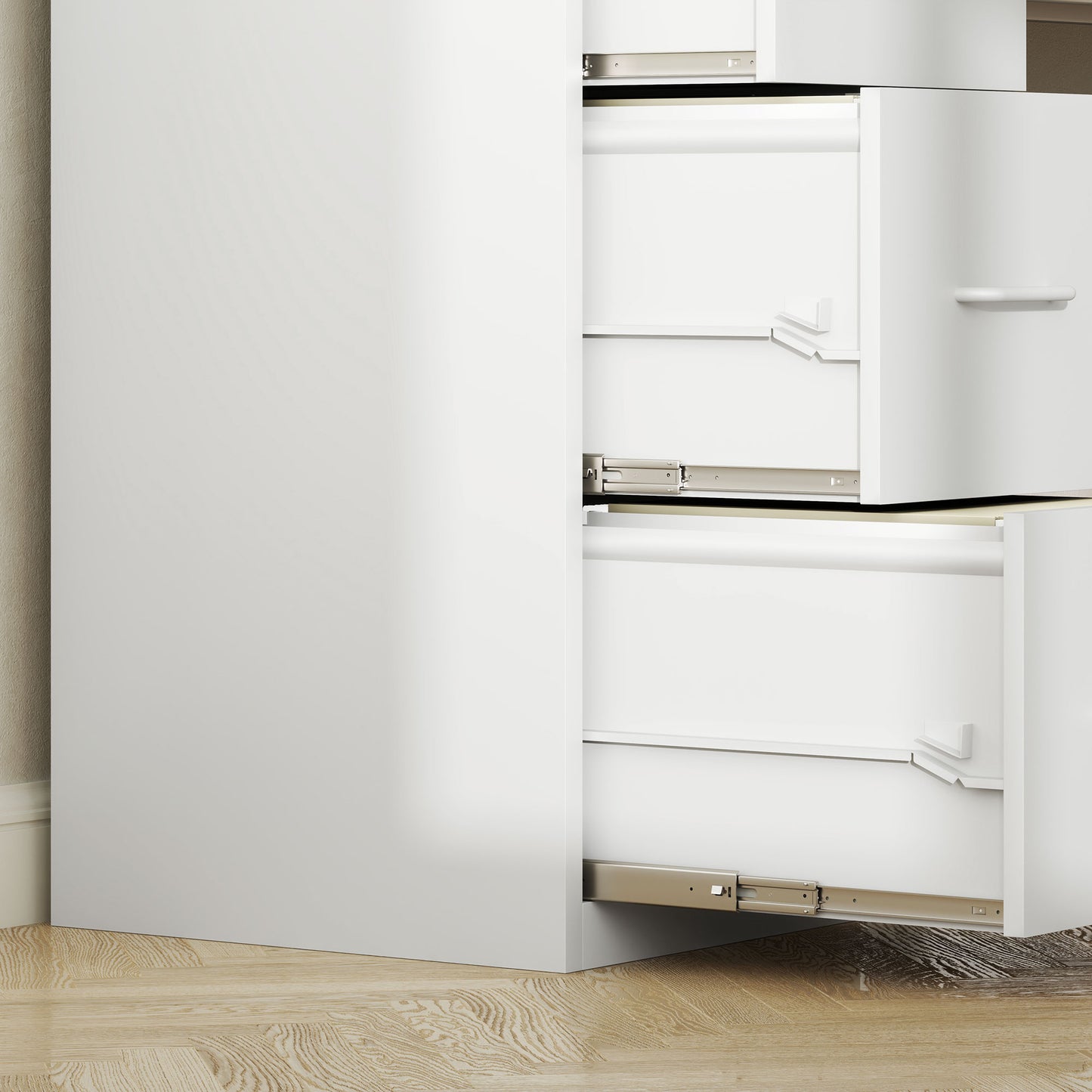 HOMCOM Four-Drawer Modern Steel Filing Cabinet - White