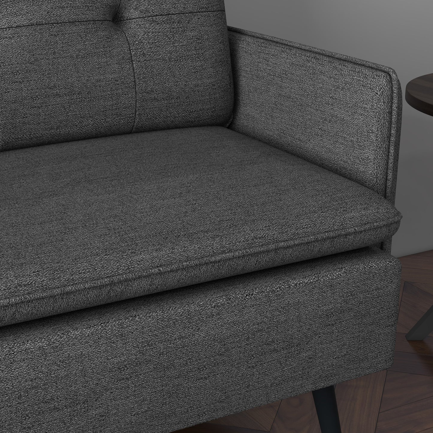 HOMCOM Modern Two Seater Sofa, Button Tufted Loveseat with Cushions and Steel Legs for Living Room, Guest Room, Dark Grey