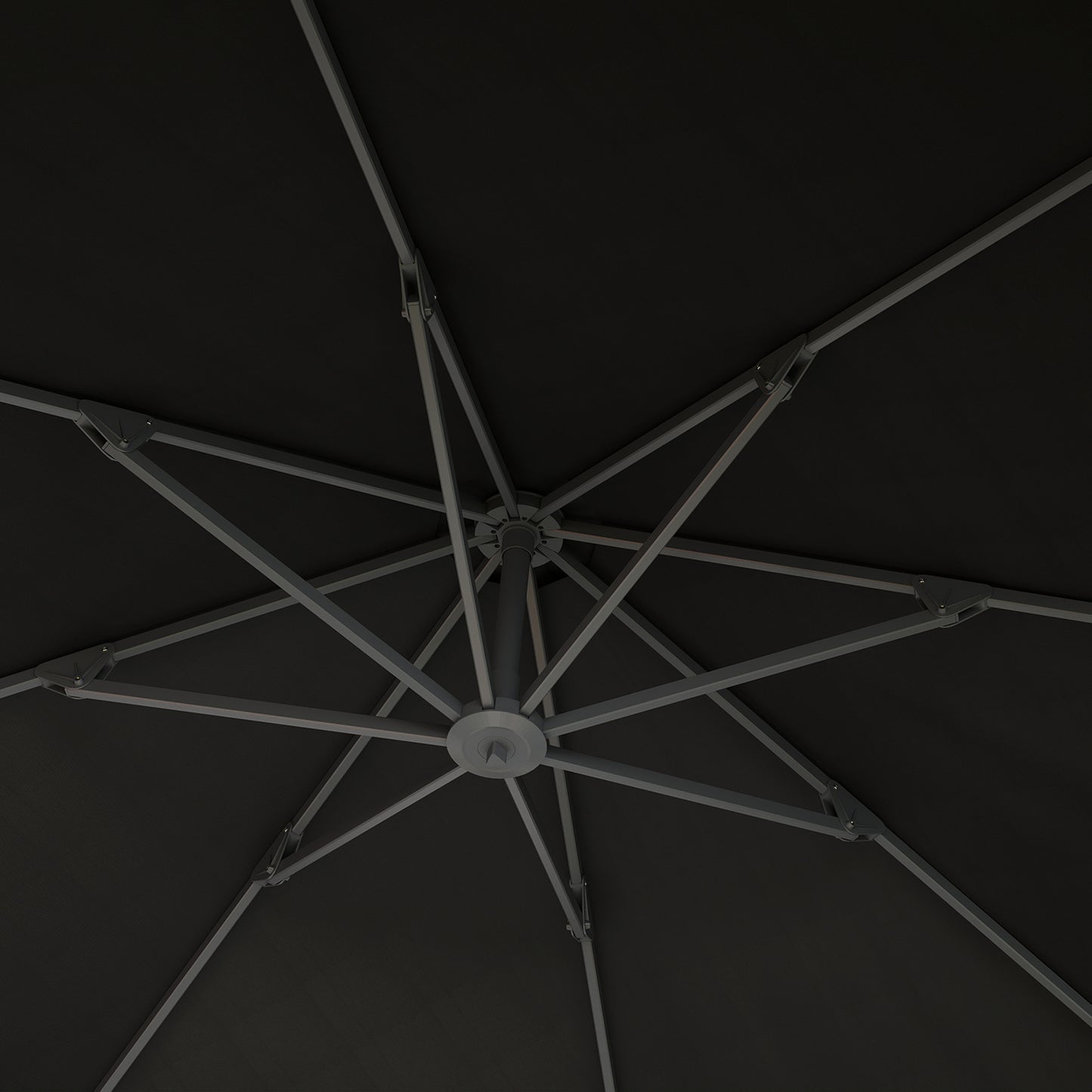 Outsunny 3m Garden Cantilever Parasol, Round Umbrella with Crank, Cross Base, Aluminum Frame, 360° Rotation, Patio Sun Shade, Black