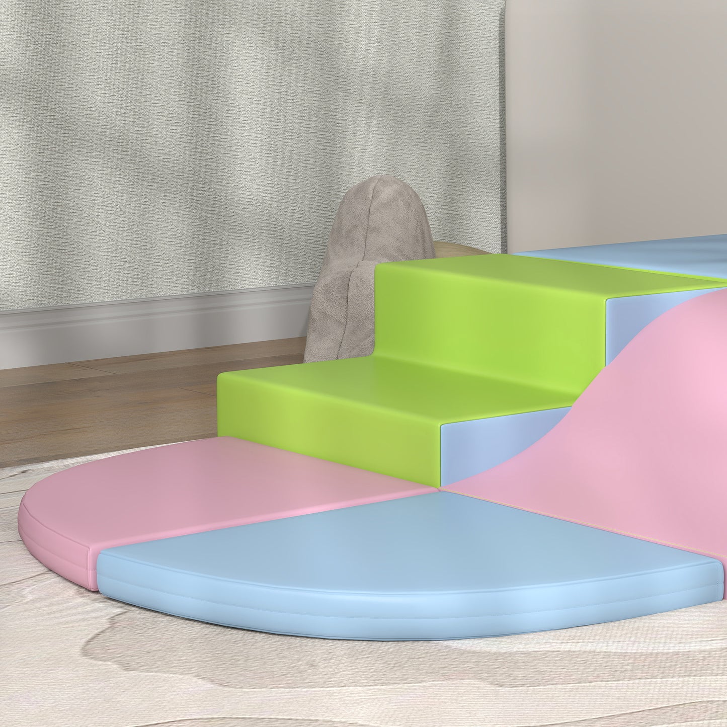 HOMCOM 6 Piece Soft Play Equipment for Kids Climb and Crawl, Red