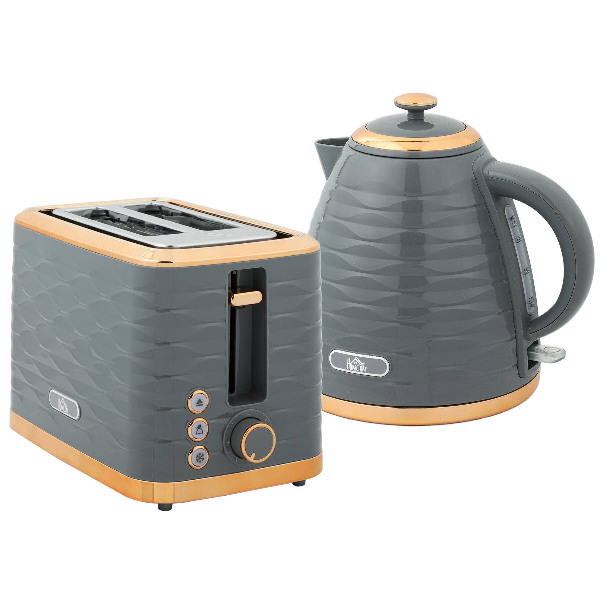 HOMCOM 1.7L 3000W Fast Boil Electric Kettle and 2 Slice Toaster Set