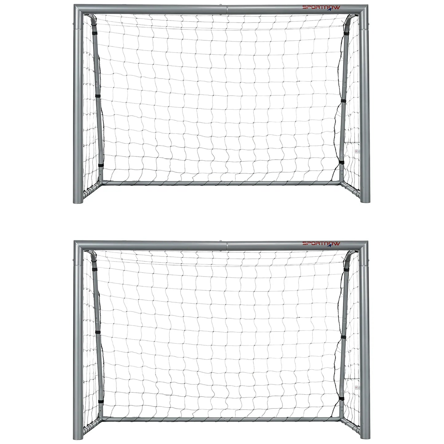 SPORTNOW 6ft x 4ft Football Goal, Set of 2 Football Net for Garden, Training Goal with Ground Stakes, Steel Frame