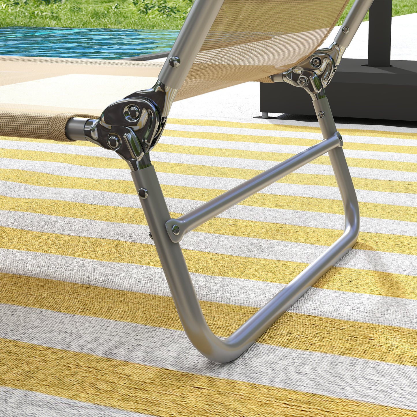 Outsunny Set of Two Steel Frame Sun Loungers with Reclining Backs - Brown