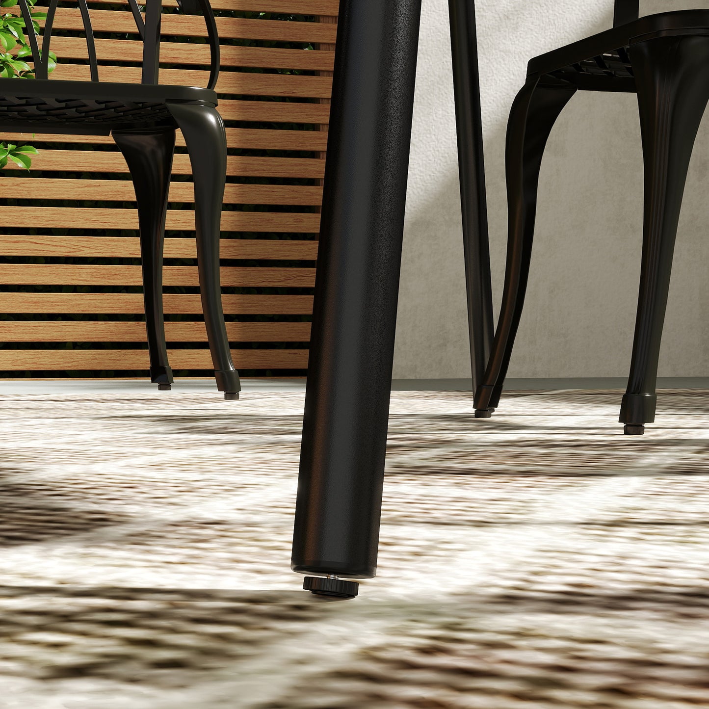 Outsunny Rectangle Garden Table with Slat Top, Steel Frame, Outdoor Table for 6 Person, 150 x 80 x 74 cm, Black