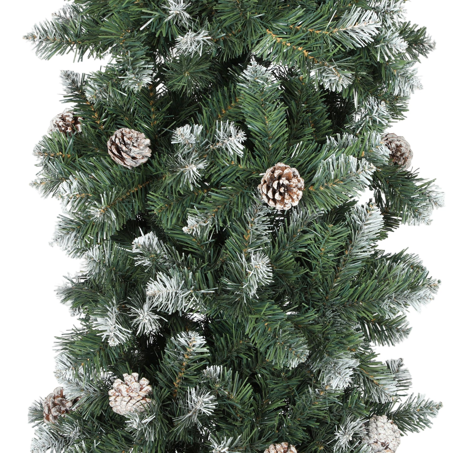 HOMCOM Christmas Tree Arch, 8.2 ft Snow Frosted with 2100 Tips & 96 Pinecones, Artificial Xmas Decoration with Metal Stand, Green