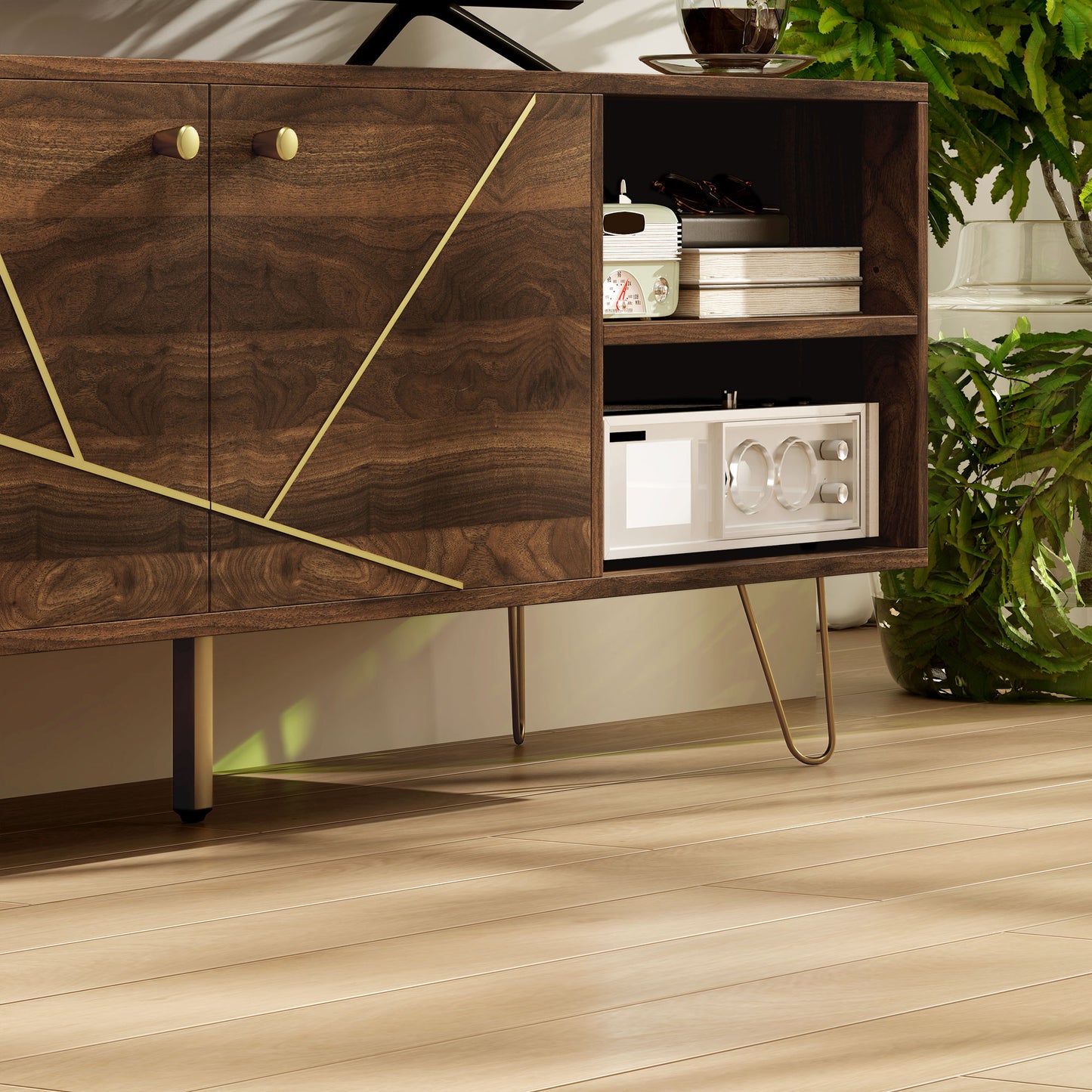 HOMCOM TV Stand Cabinet for up to 60" TV, 130cm Unit with Adjustable Shelves, Hairpin Legs, Double Doors for Living Room or Bedroom, Brown