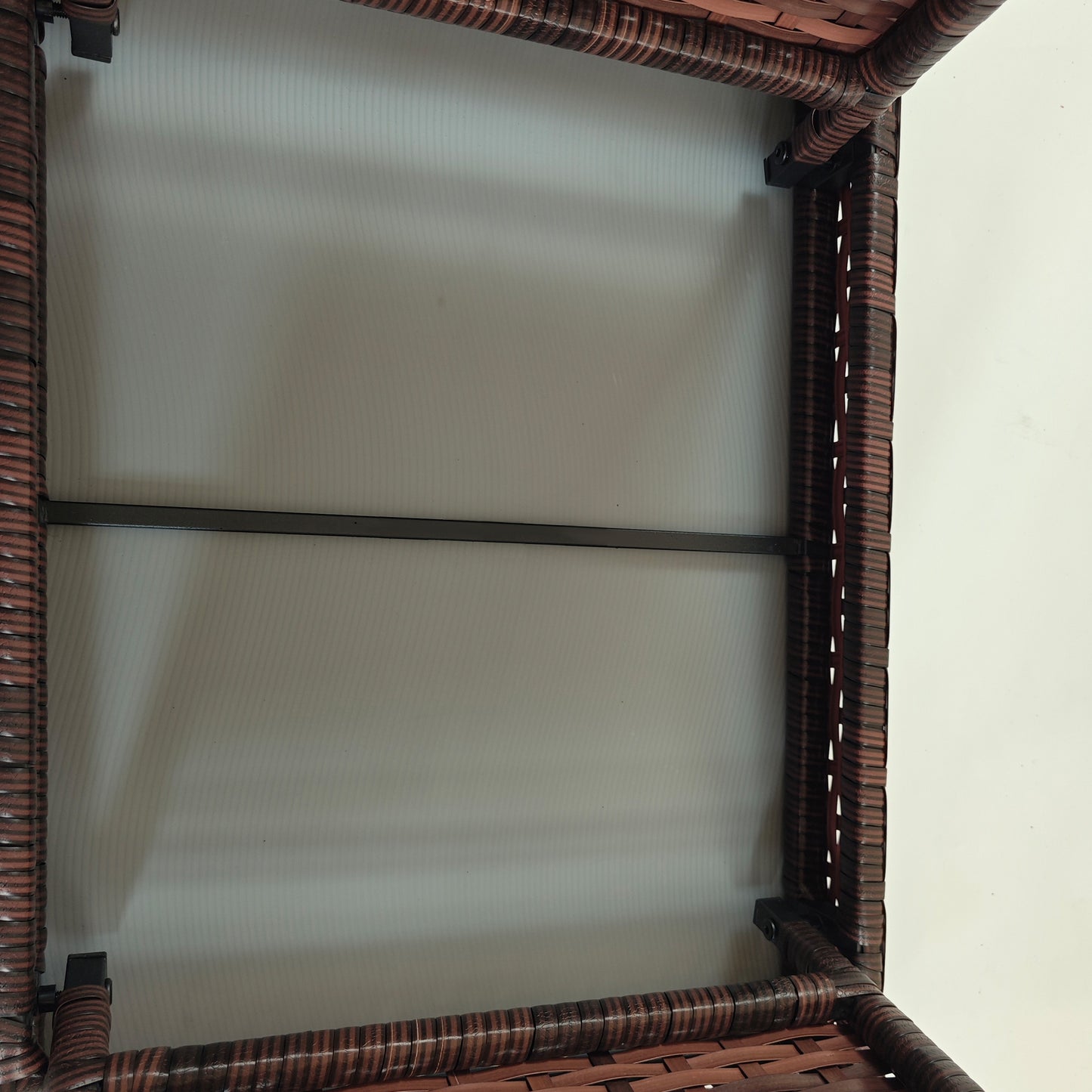 Outsunny Foldable Outdoor Side Table, Rattan Coffee Table with Steel Frame, Space-Saving Bistro Garden Furniture, 60 x 41 x 41 cm, Brown