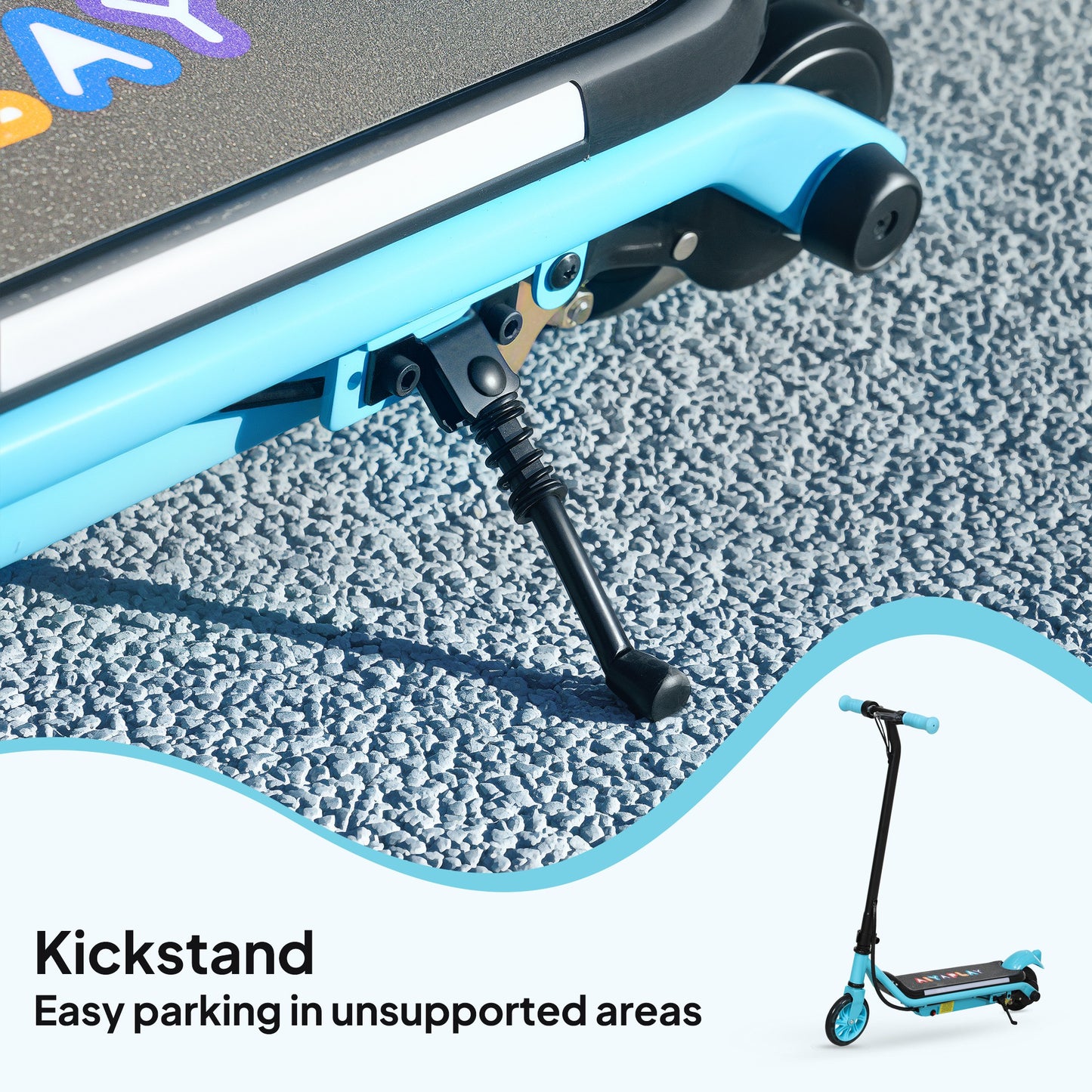 AIYAPLAY Electric Scooter for Kids Ages 6-14, Dual Brakes, Flash Wheel, Colorful Light, 12 KM/H & 10 KM Range, Blue
