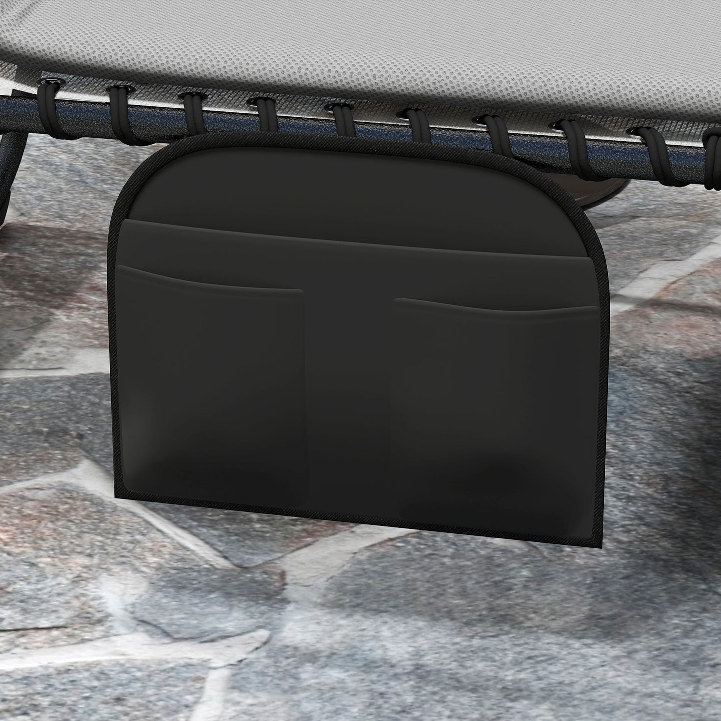 Outsunny Folding Sun Loungers Set of 2, Recliner Garden Chairs w/ Quick Dry Pad, Headrest, Light Grey