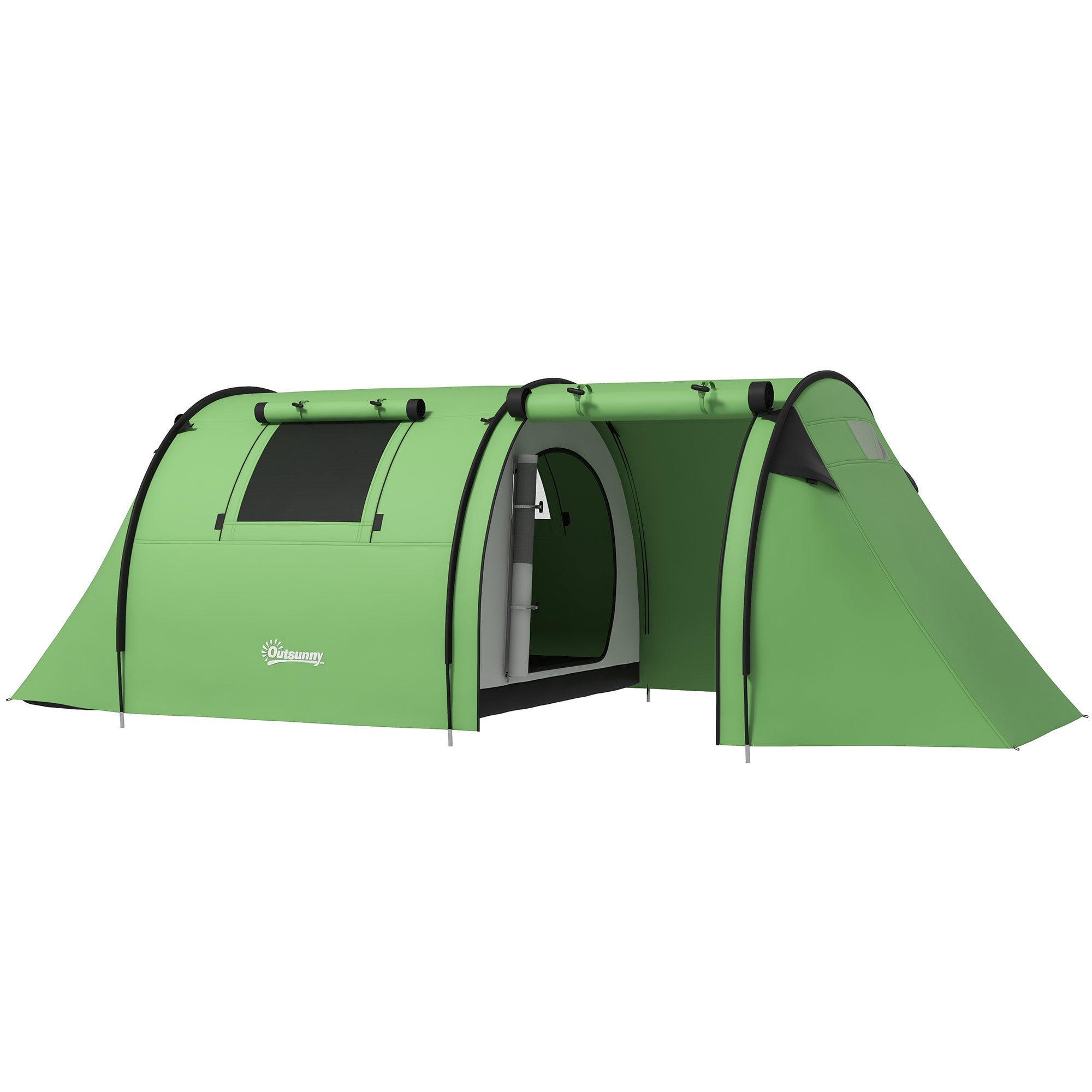 outsunny 2 bedroom camping tent 3000mm waterproof green