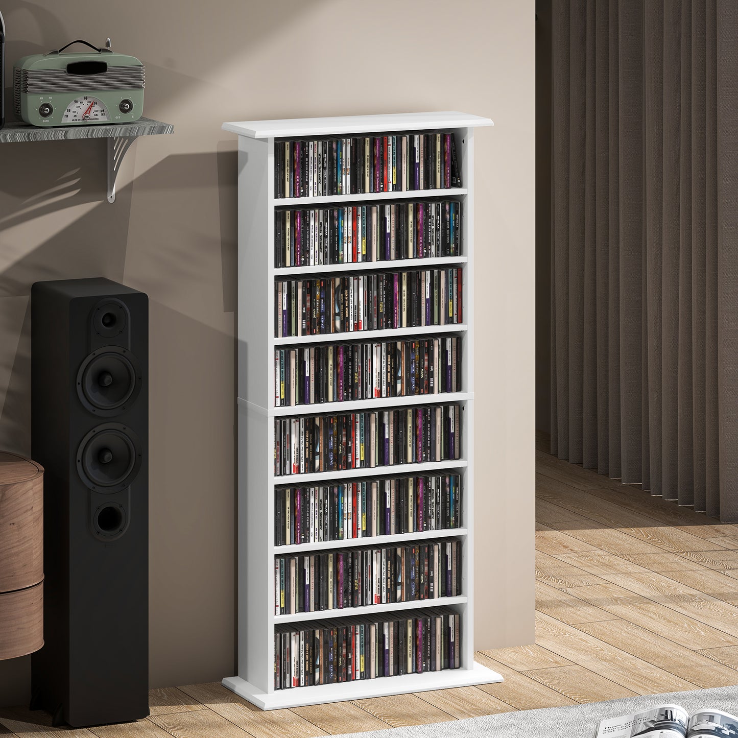 HOMCOM 360 CD/185 DVD/185 Blu-ray Storage Unit - White