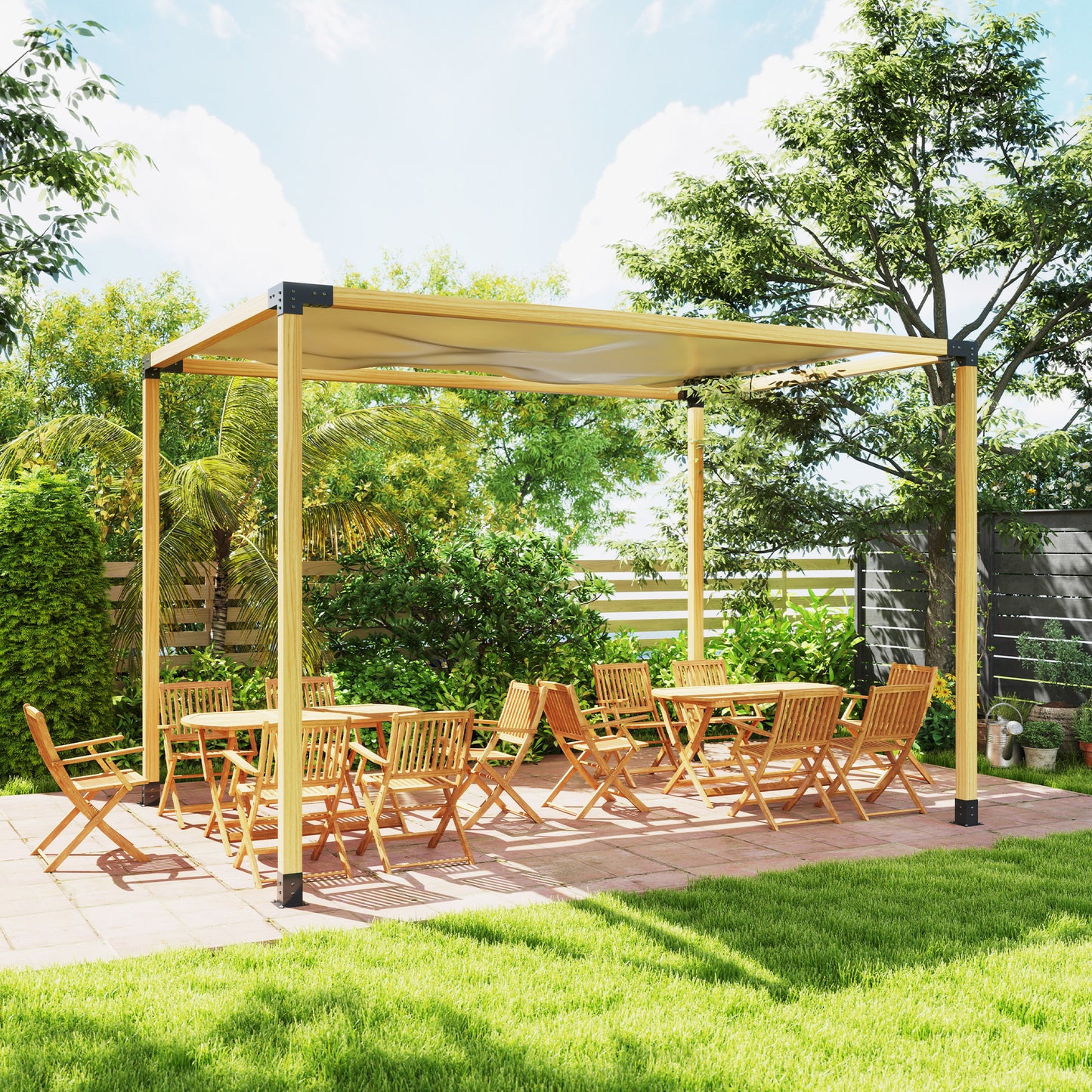 Outsunny Pergola Kit: DIY 3-Way Brackets & Post Base for 4"x4" Lumber, 8 PCS with Screws Included