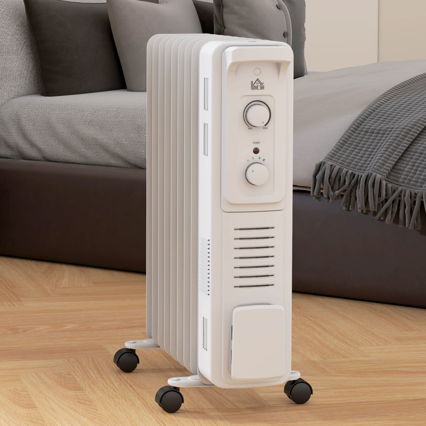 HOMCOM 2000W Quiet Oil Filled Radiator, 9 Fin White