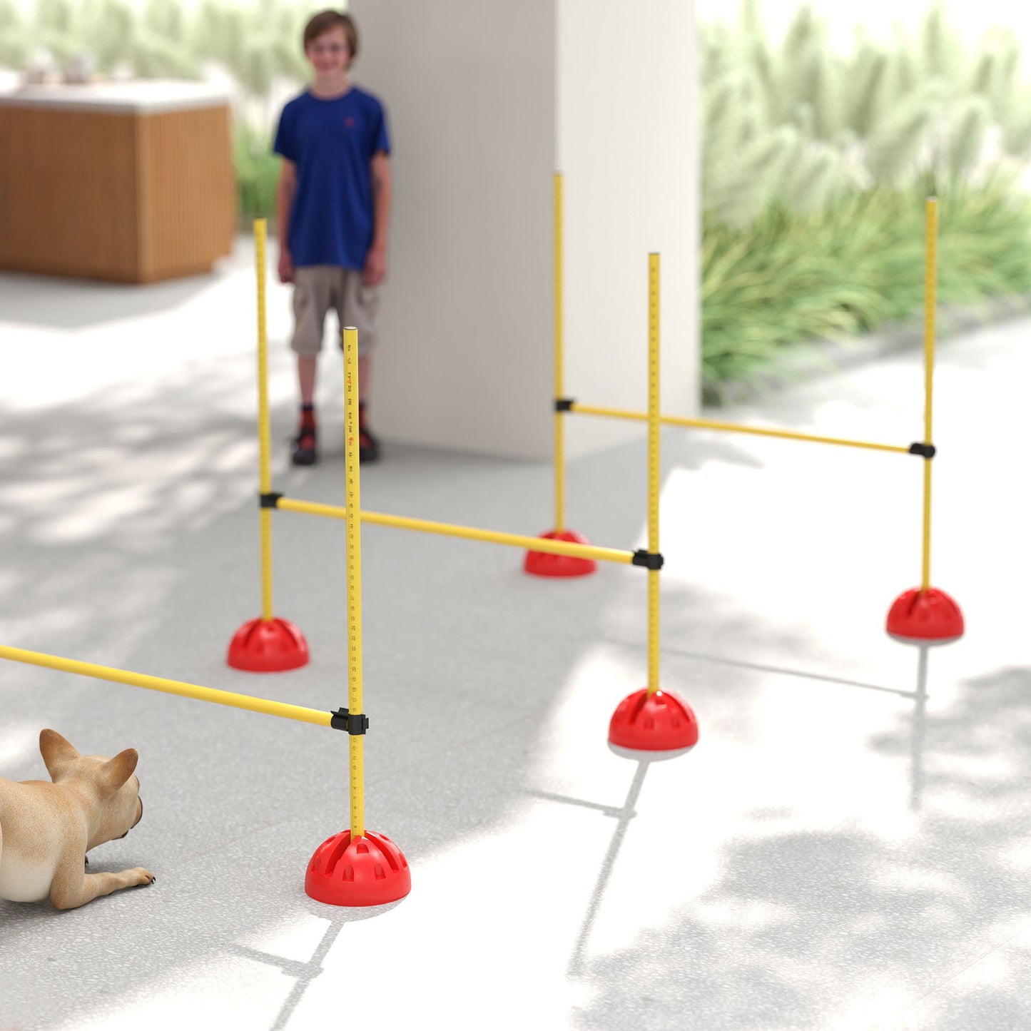 PawHut 5 Piece Dog Agility Equipment with 4 Hurdle & Carry Bag for Jump Training, Yellow