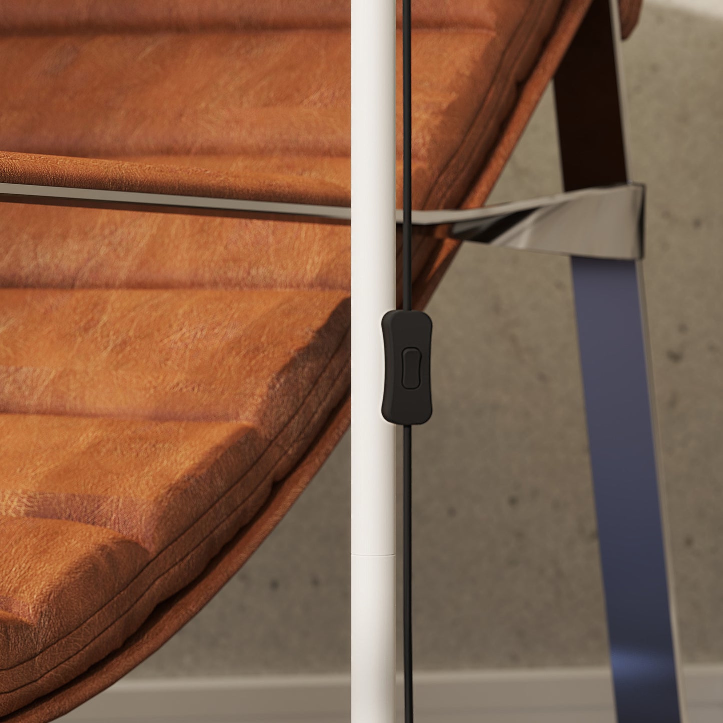 HOMCOM Floor Lamp, Adjustable Spotlight Standing Lamp with Rocker Switch, Indoor Task Lighting for Bedroom/Office, White (Bulb Not Included)