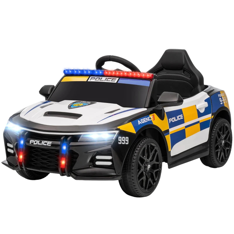 AIYAPLAY Kids Electric Ride on Police Car with Remote Control, Music, Horn, Siren Flashing Lights for 3-5 Years Old, Multicolour
