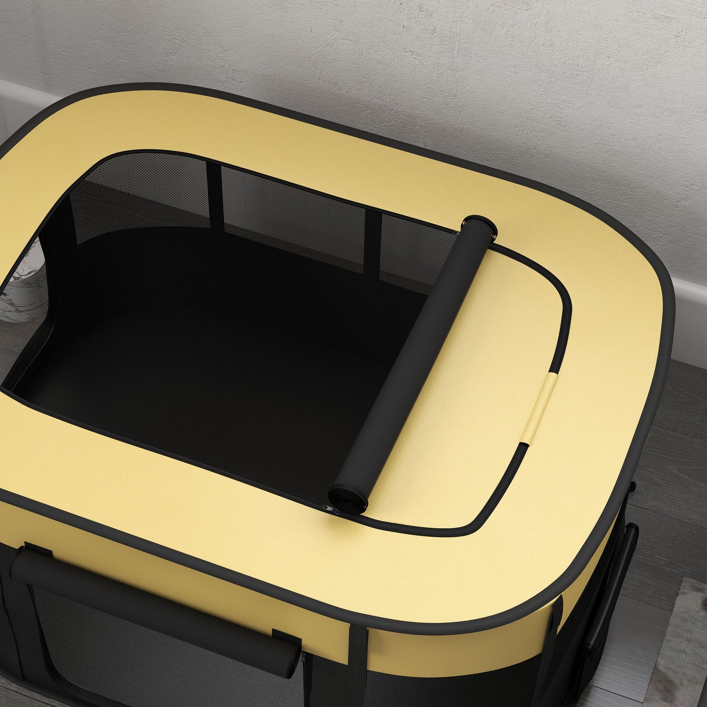 PawHut Foldable Dog Pen with Storage Bag for Indoor/Outdoor Use Yellow - Extra Large