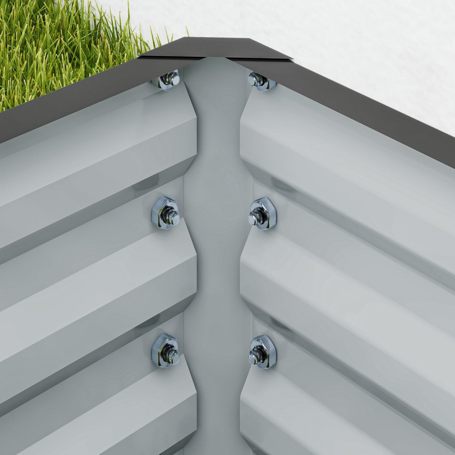 Outsunny Set of Two 110 x 50cm Steel Planter Boxes - Light Grey