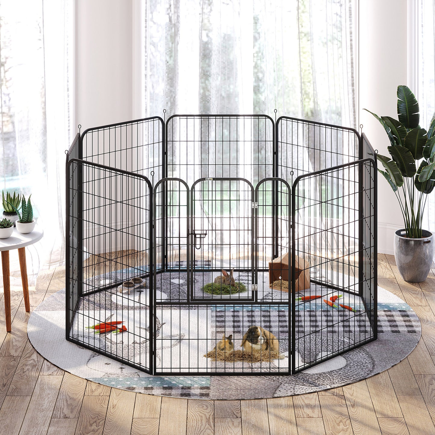 PawHut 4 Sizes Dog Pens Pet Puppy PlayPen Rabbit Puppy Cage Folding Run Fence Garden Metal Hutch