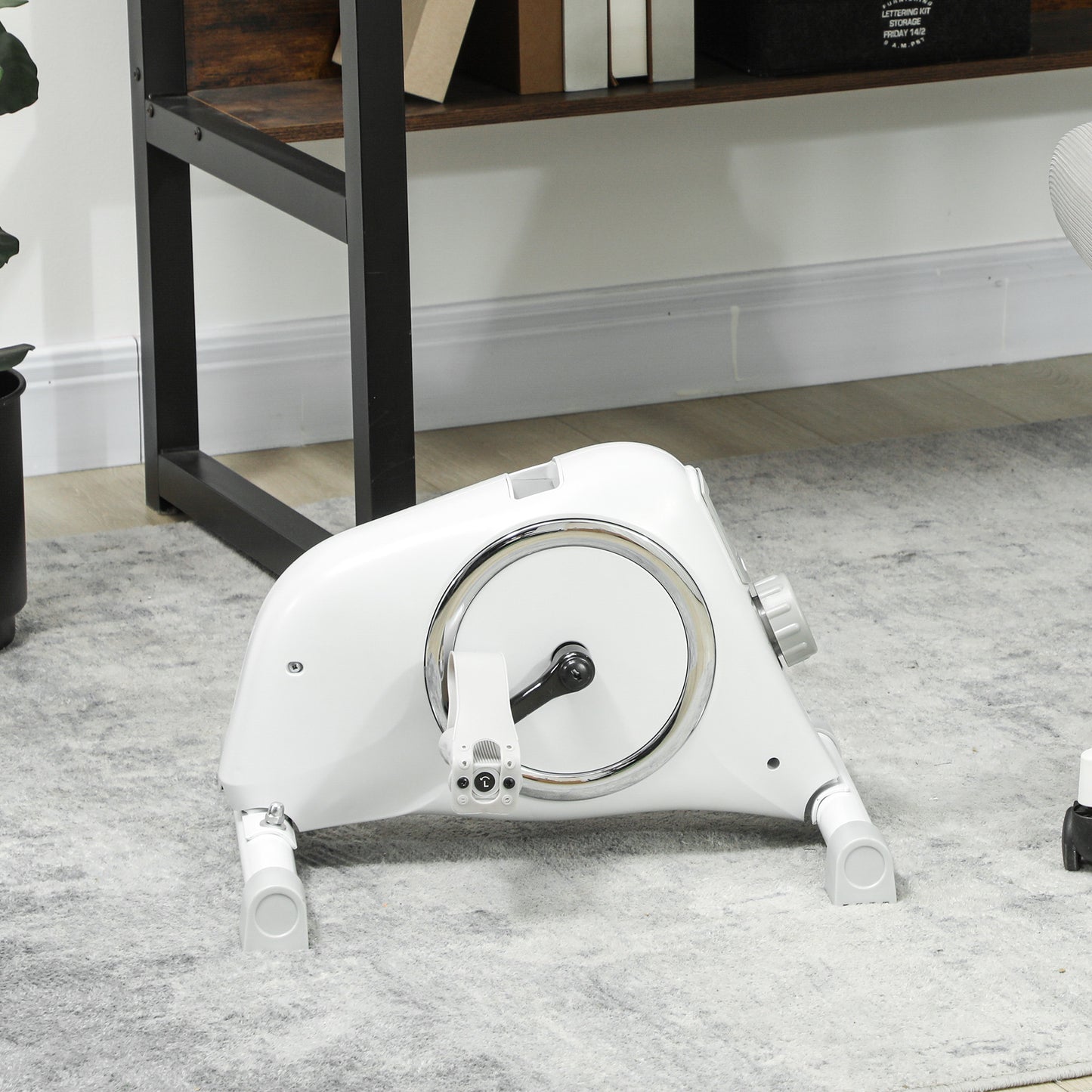 SPORTNOW Mini Exercise Bike with 8-Level Magnetic Resistance & LCD, Portable Under Desk Arm & Leg Workout, White