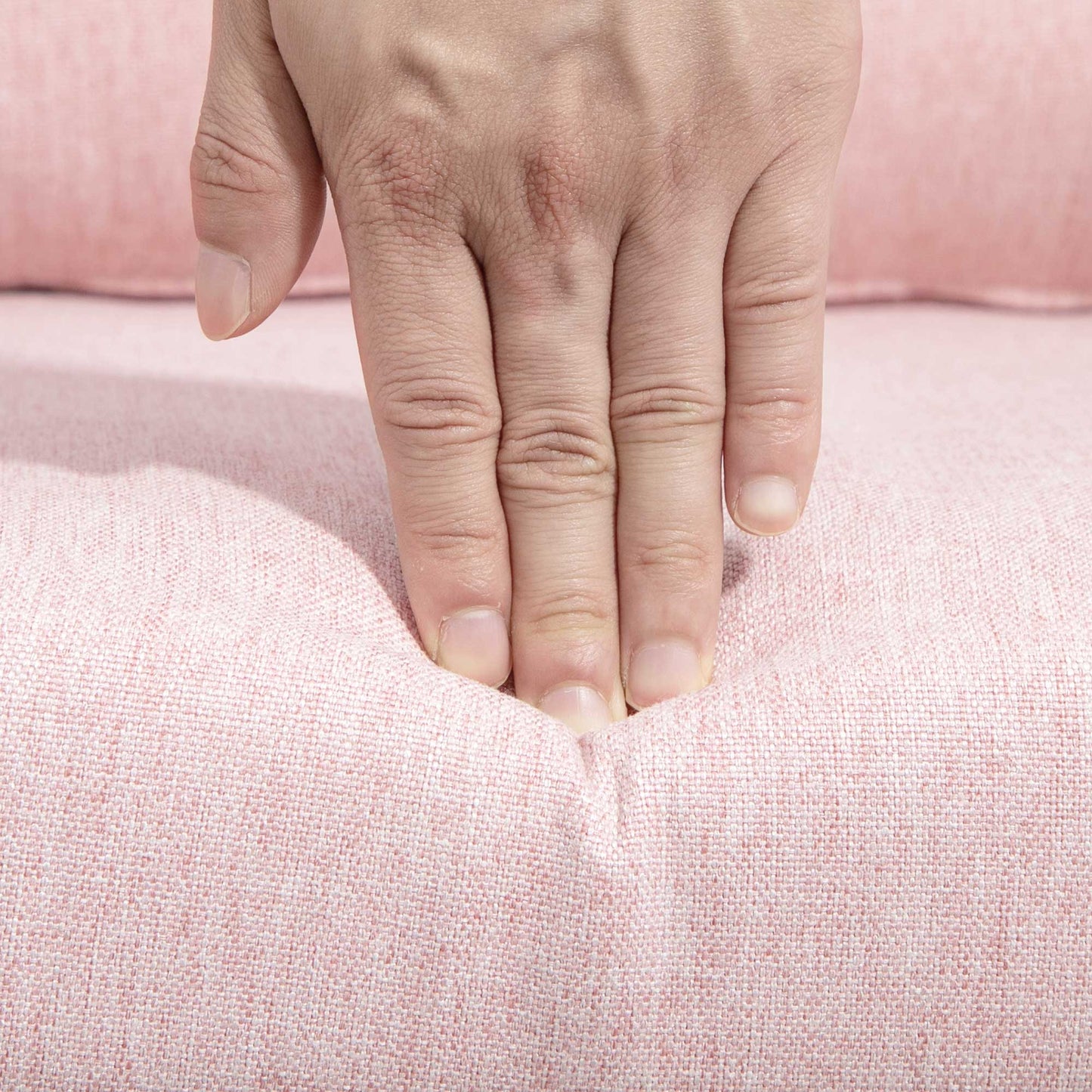 HOMCOM Swivel Linen Accent Chair, Adjustable Height, Lumbar Support, Pink