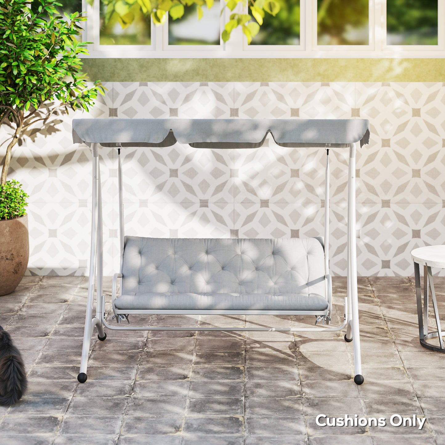 Outsunny Three-Seater Bench Cushion - Light Grey