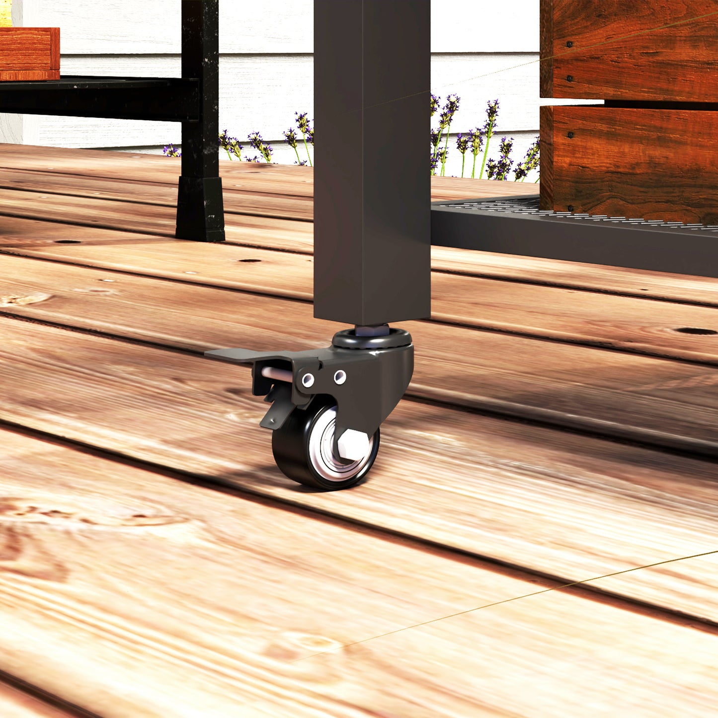 Outsunny: Three-Shelf Outdoor Grill Cart with Stainless Steel Top, 4 Wheels, Hooks, for Kitchen/Garden