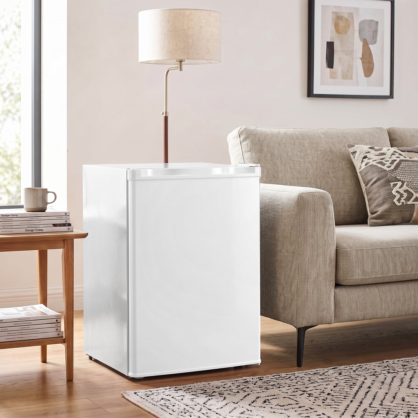 HOMCOM 73 L Mini Fridge with Chiller Box, Single Door Compact Refrigerator, Adjustable Thermostat, Reversible Door, White