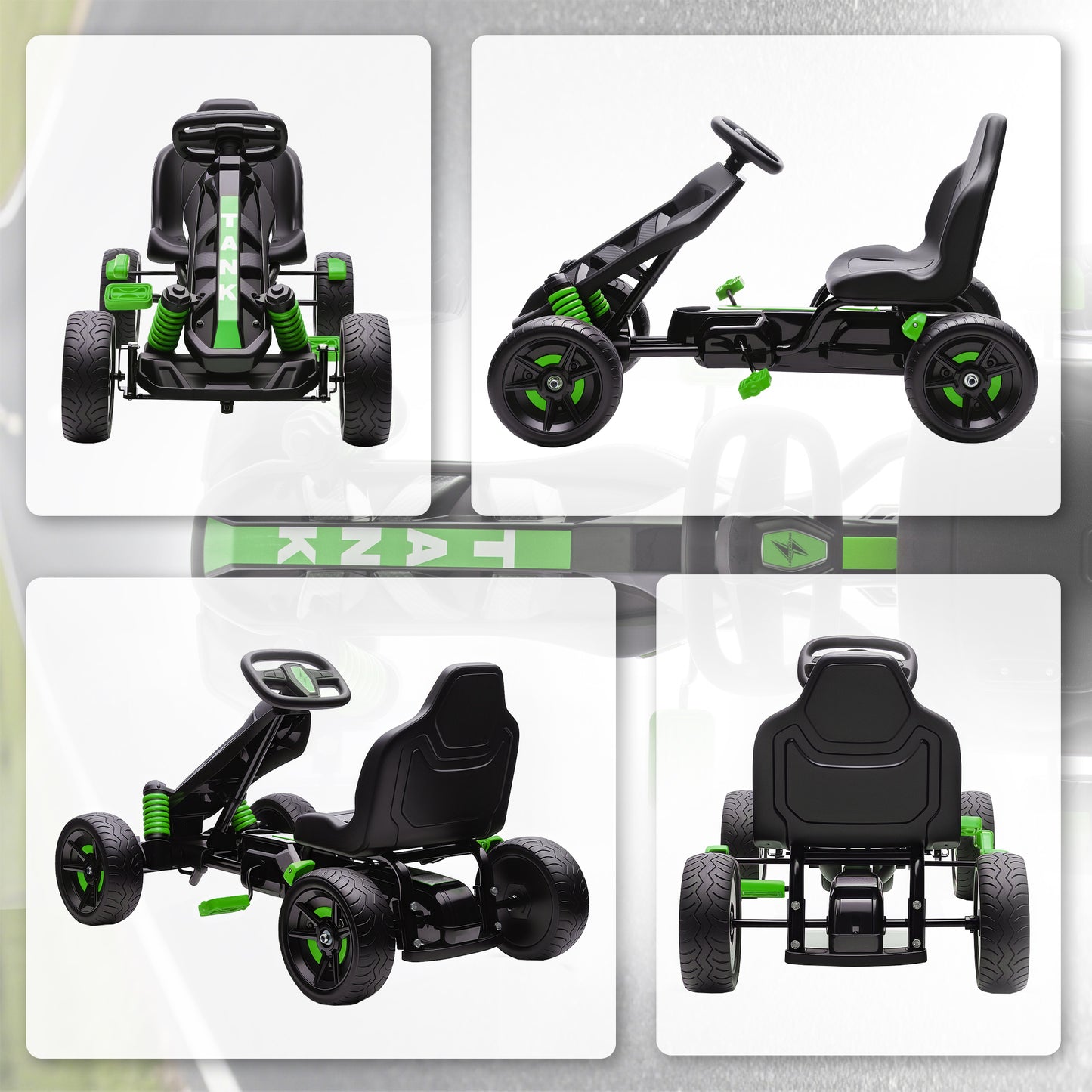 AIYAPLAY Pedal Go kart for Kids Ages 3-6 Years, with Automatic Clutch, Brake, EVA Anti-Slip Wheels, Green