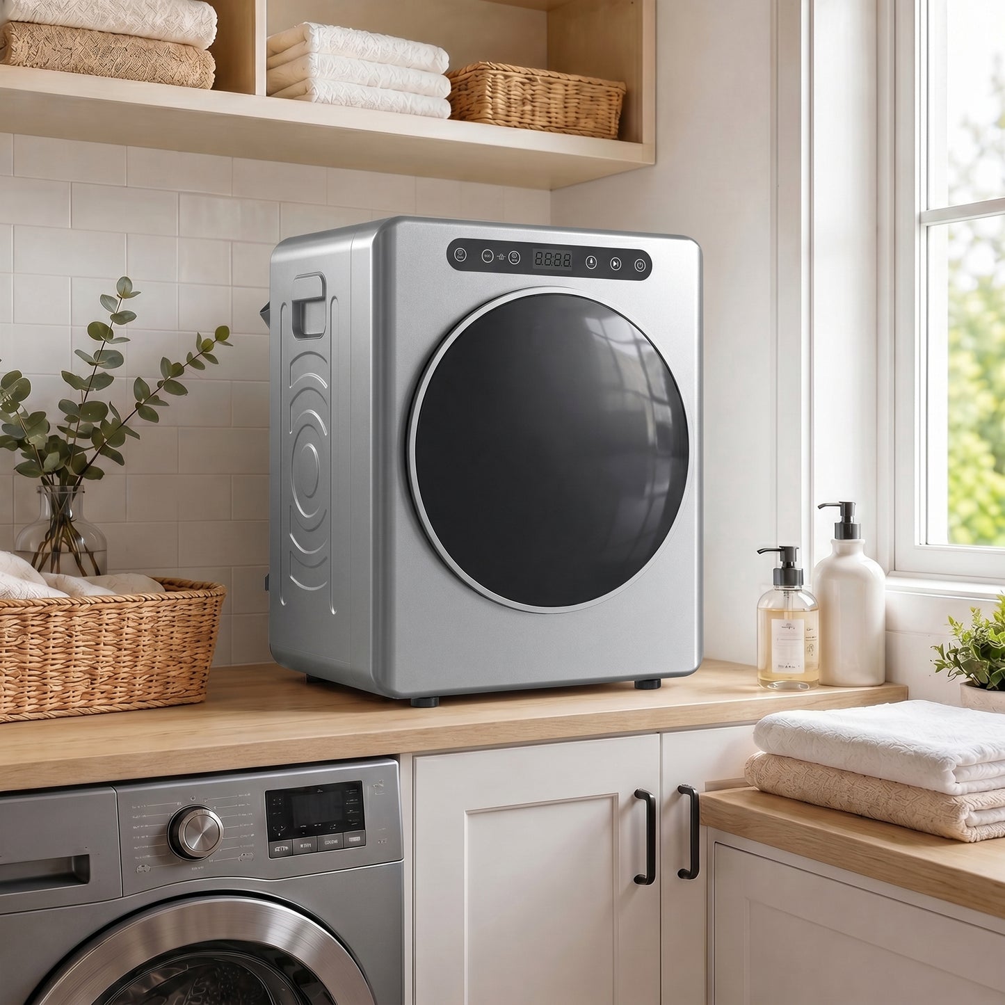 HOMCOM 5 kg Compact 40-60°C Tumble Dryer - Silver Tone