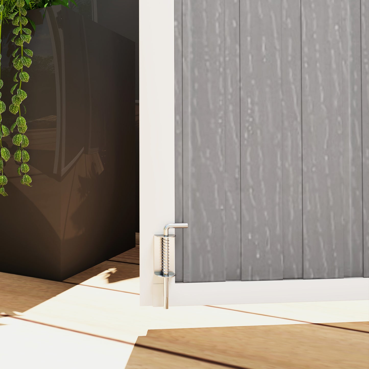 Outsunny 4.7x2.5 FT Garden Shed, Double Bin Storage with Lockable Doors & Openable Lid, Grey