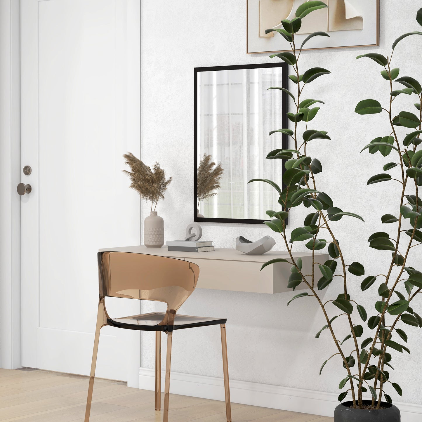 HOMCOM Wall Bathroom Mirror 70 x 50 cm Wall-Mounted Mirror for Living Room Bedroom Hallway Black