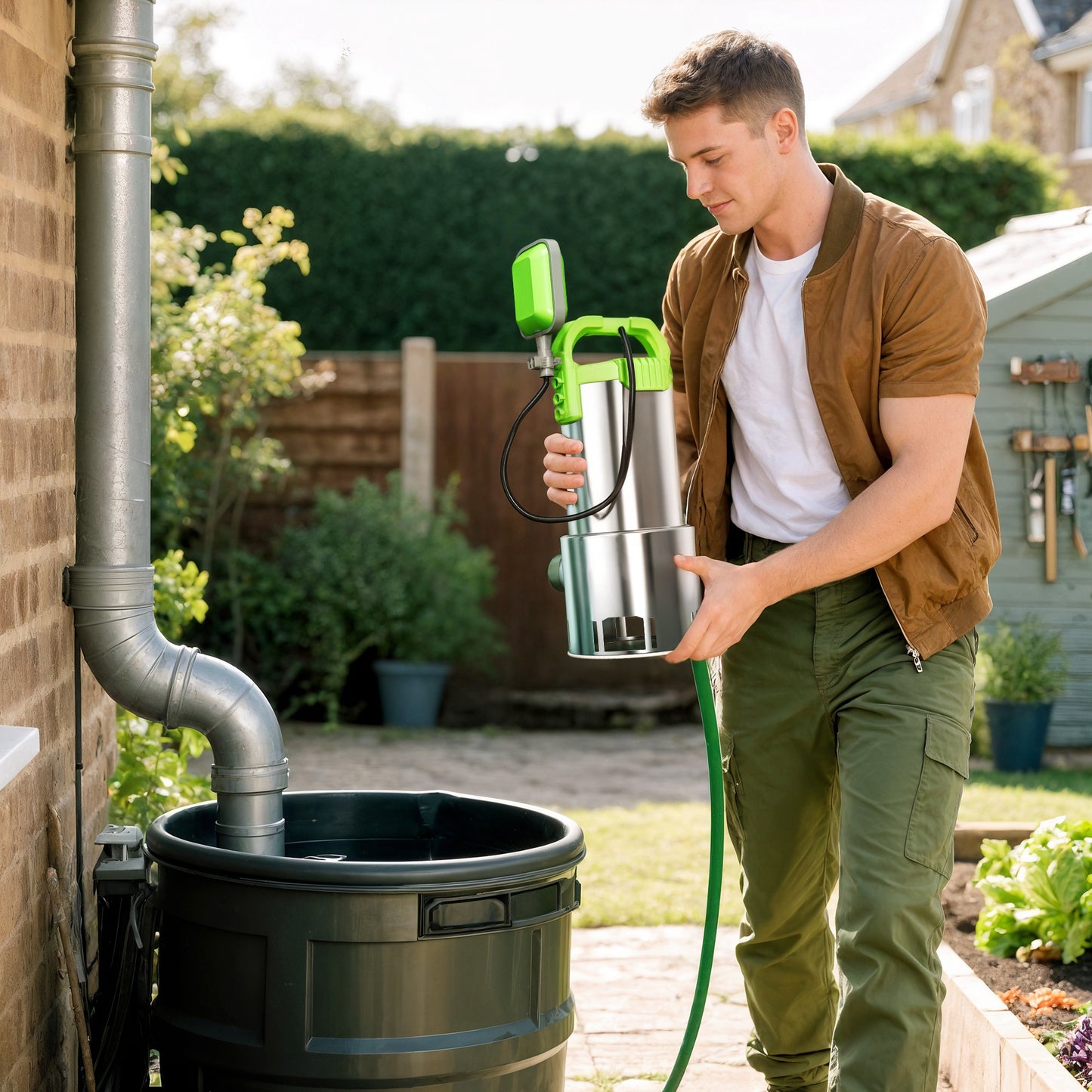 Outsunny 1100W Submersible Water Pump, 18500L/H Sump Pump with Float Switch, for Dirty/Clean Water, Portable and Lightweight, Green.