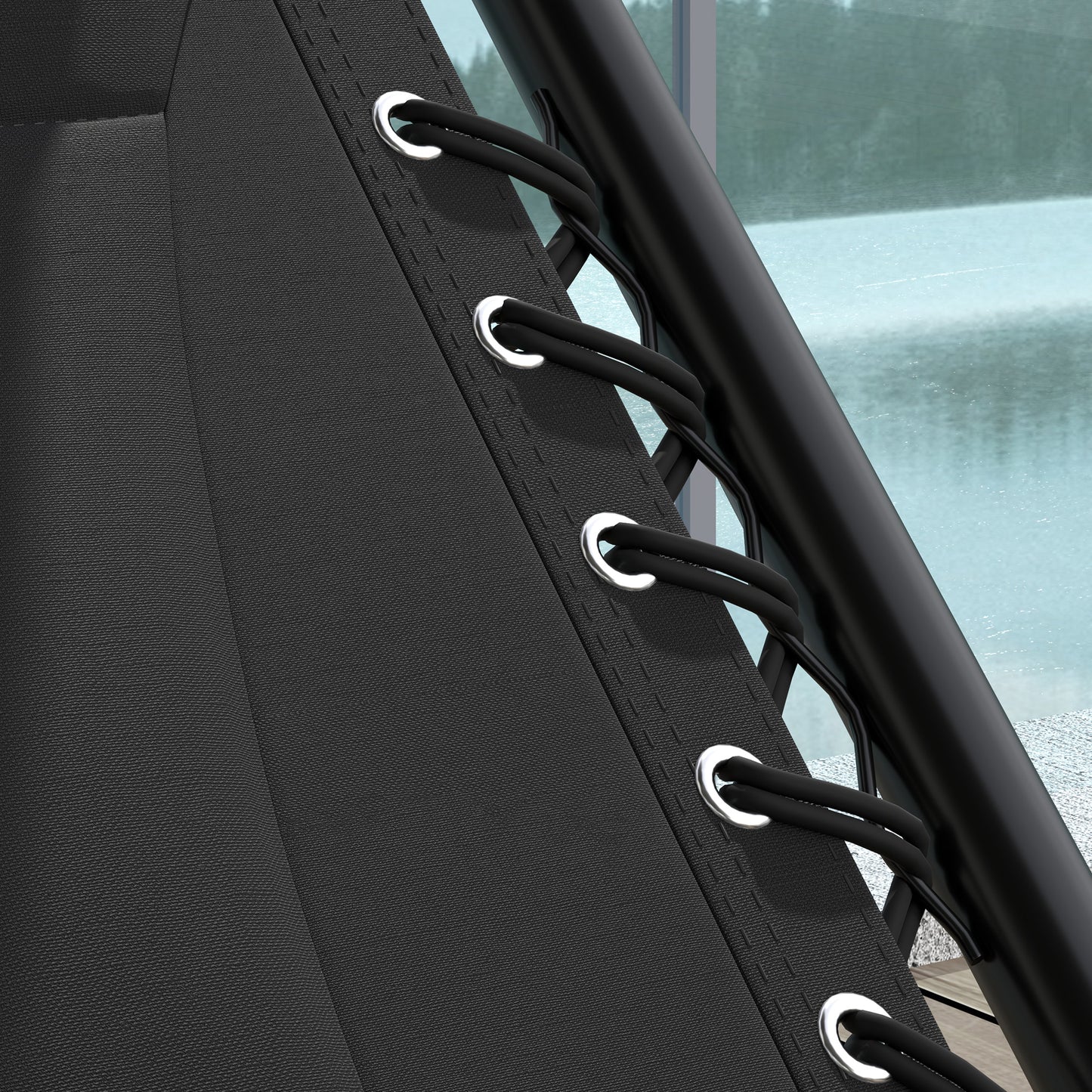 Outsunny Zero Gravity Lounger Chair Set of 2, Folding Reclining Chair with Shade, Cup Holder, Black