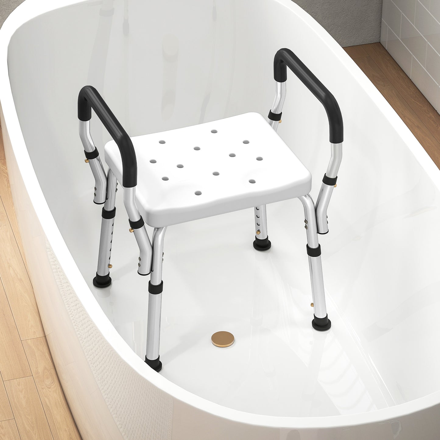 HOMCOM 57-69cm Aluminium Frame Bath Seat