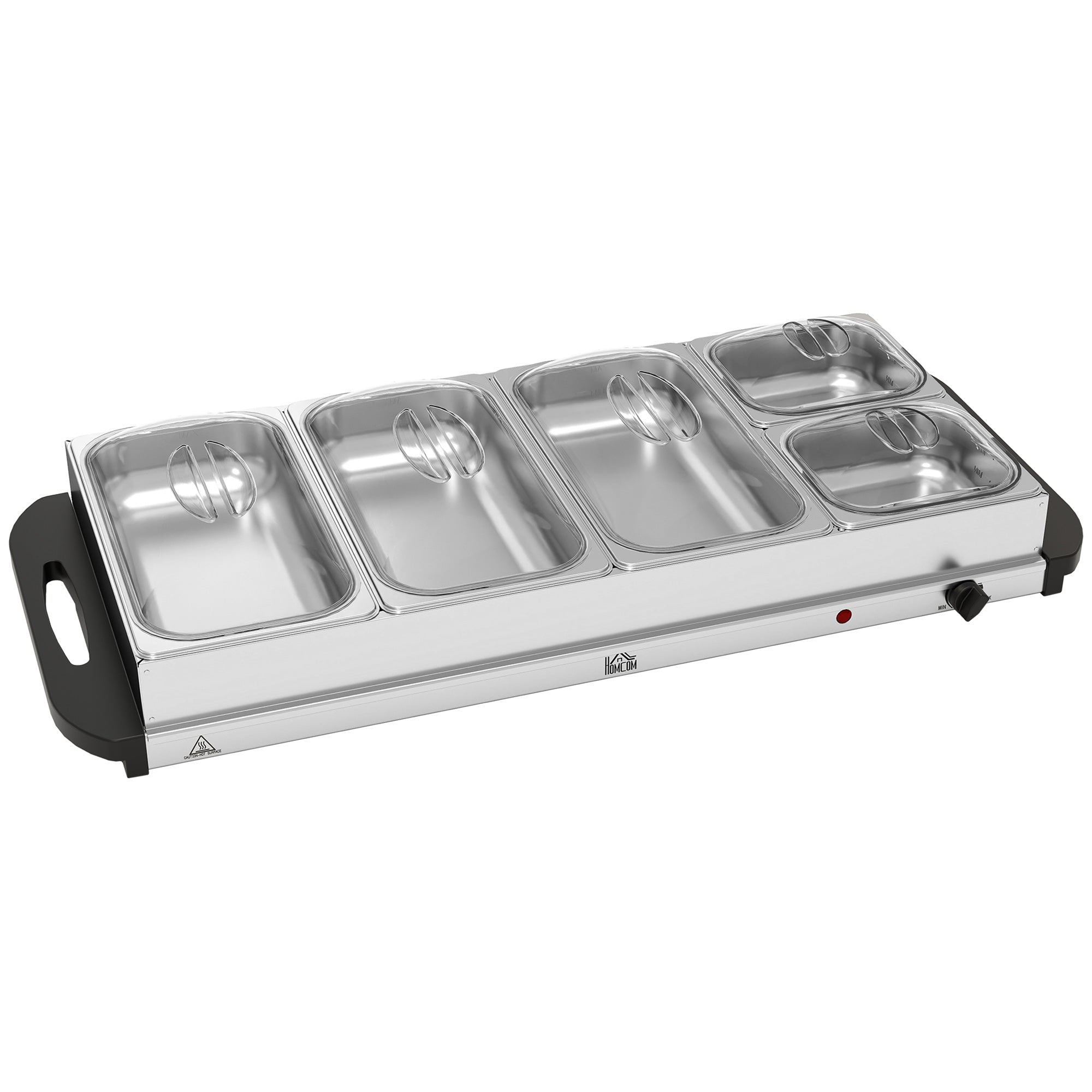 HOMCOM Electric Food Warmer 5 Tray, 9.2L Portable Buffet Server and HOMCOM Electric Food Warmer 5 Tray, 9.2L Portable Buffet Server and