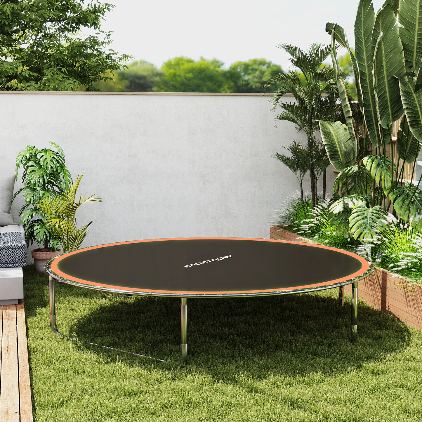 SPORTNOW Trampoline Replacement Mat with Spring Pull Tool, 42 V-Hooks, for 8ft Trampoline using 14cm Springs, Orange