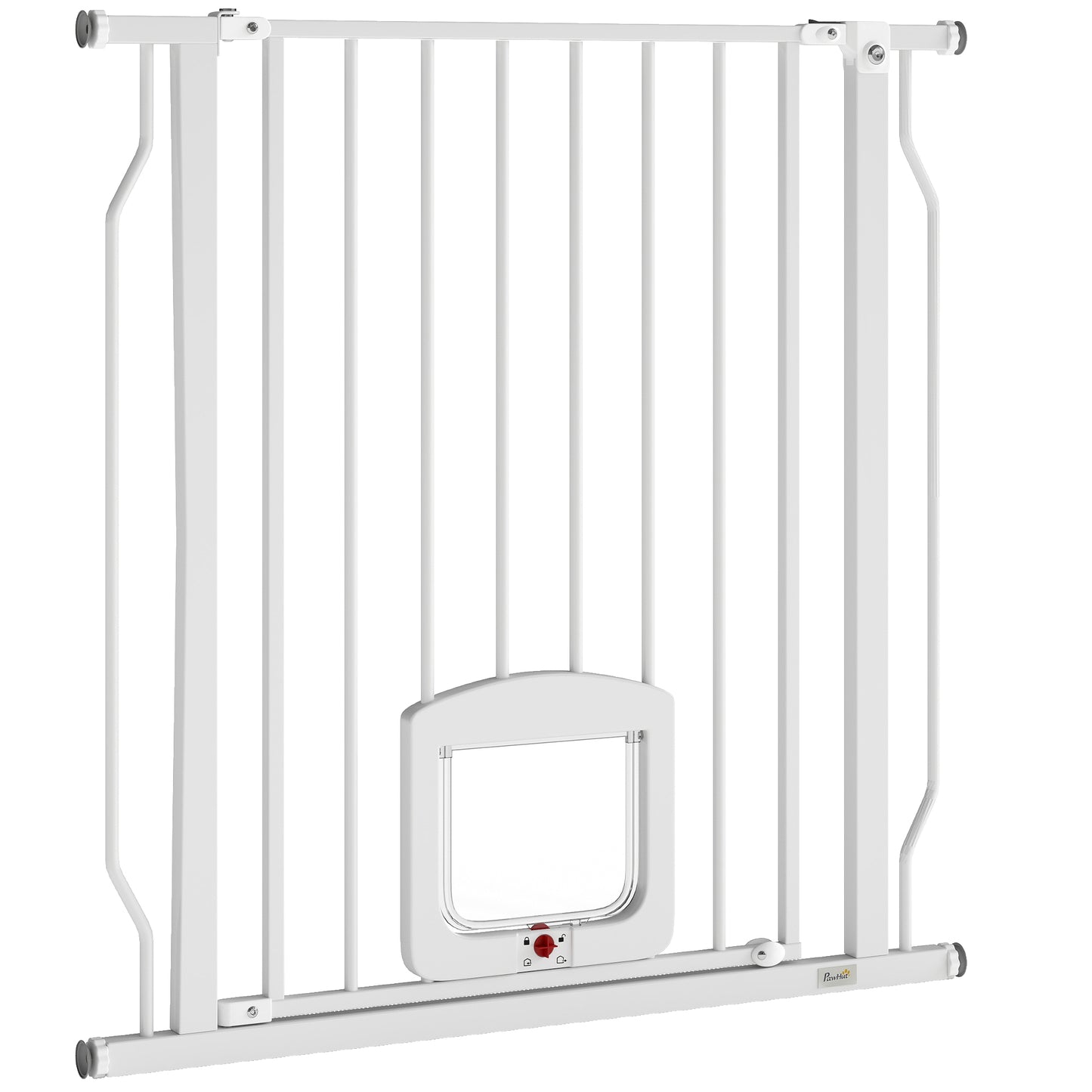 PawHut Adjustable Dog Safety Gate 75-85 cm, Double-Lock Stair Gate, 76 cm Height, White