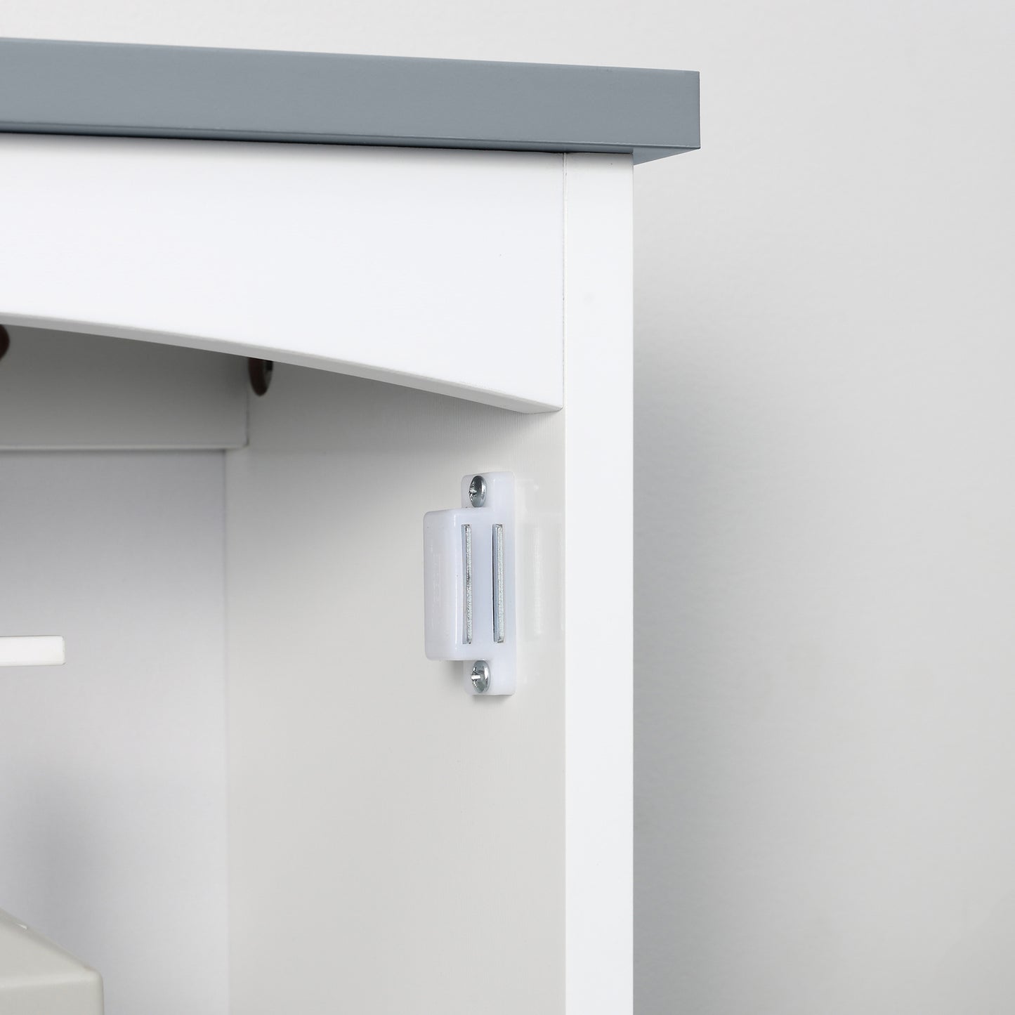 kleankin Wall-Mounted Bathroom Cabinet, Arched Door, Adjustable Shelf, Light Grey & White