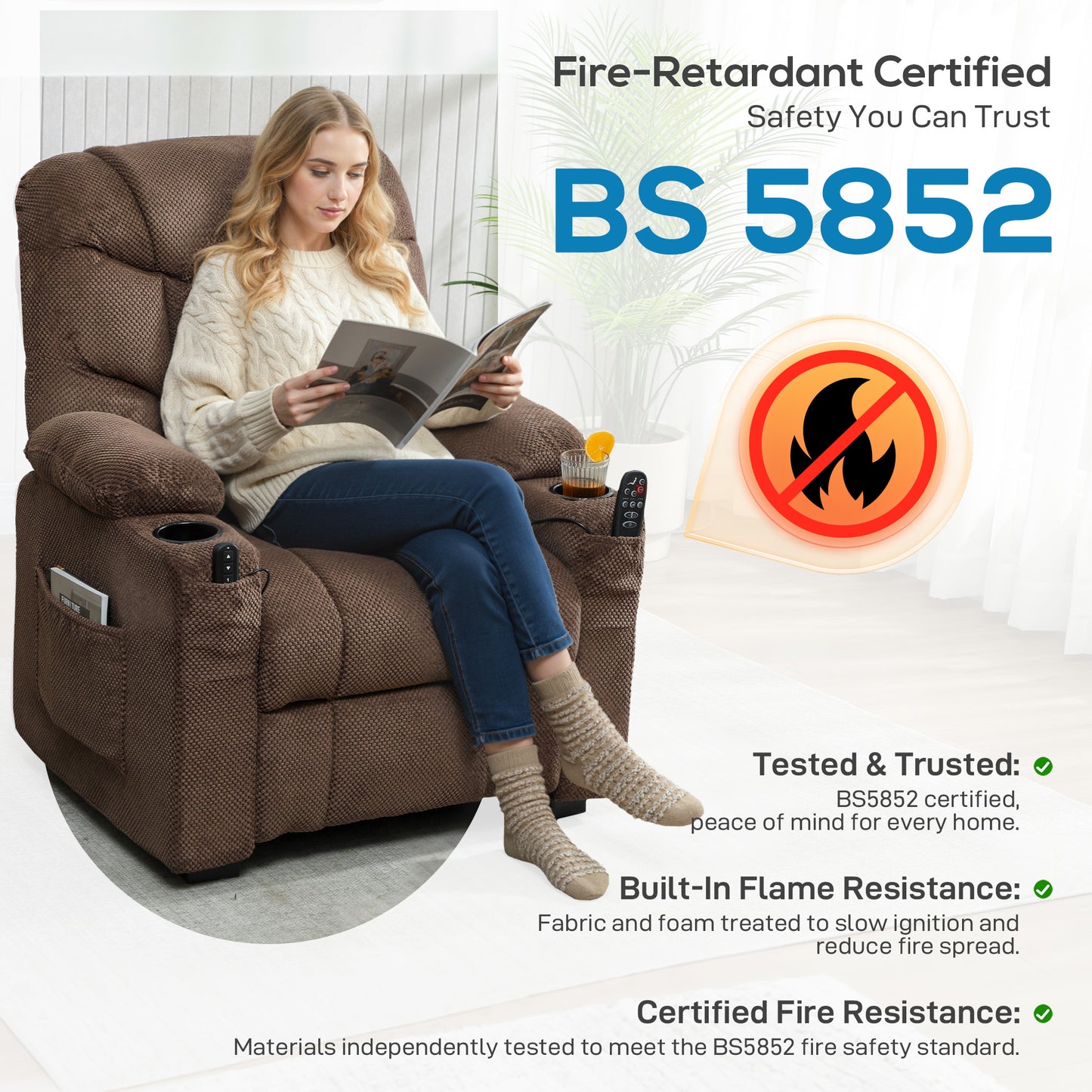 HOMCOM Electric Massage Recliner Chair with Heat Brown