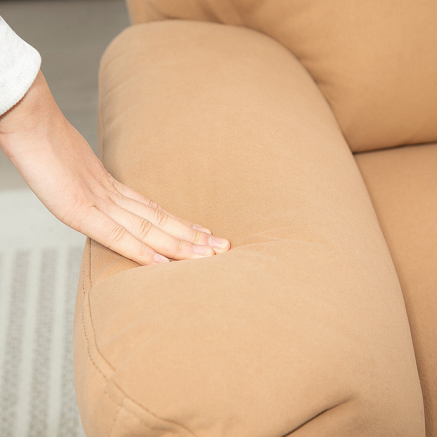 HOMCOM 140° Manual Reclining Armchair, with Footrest - Light Brown