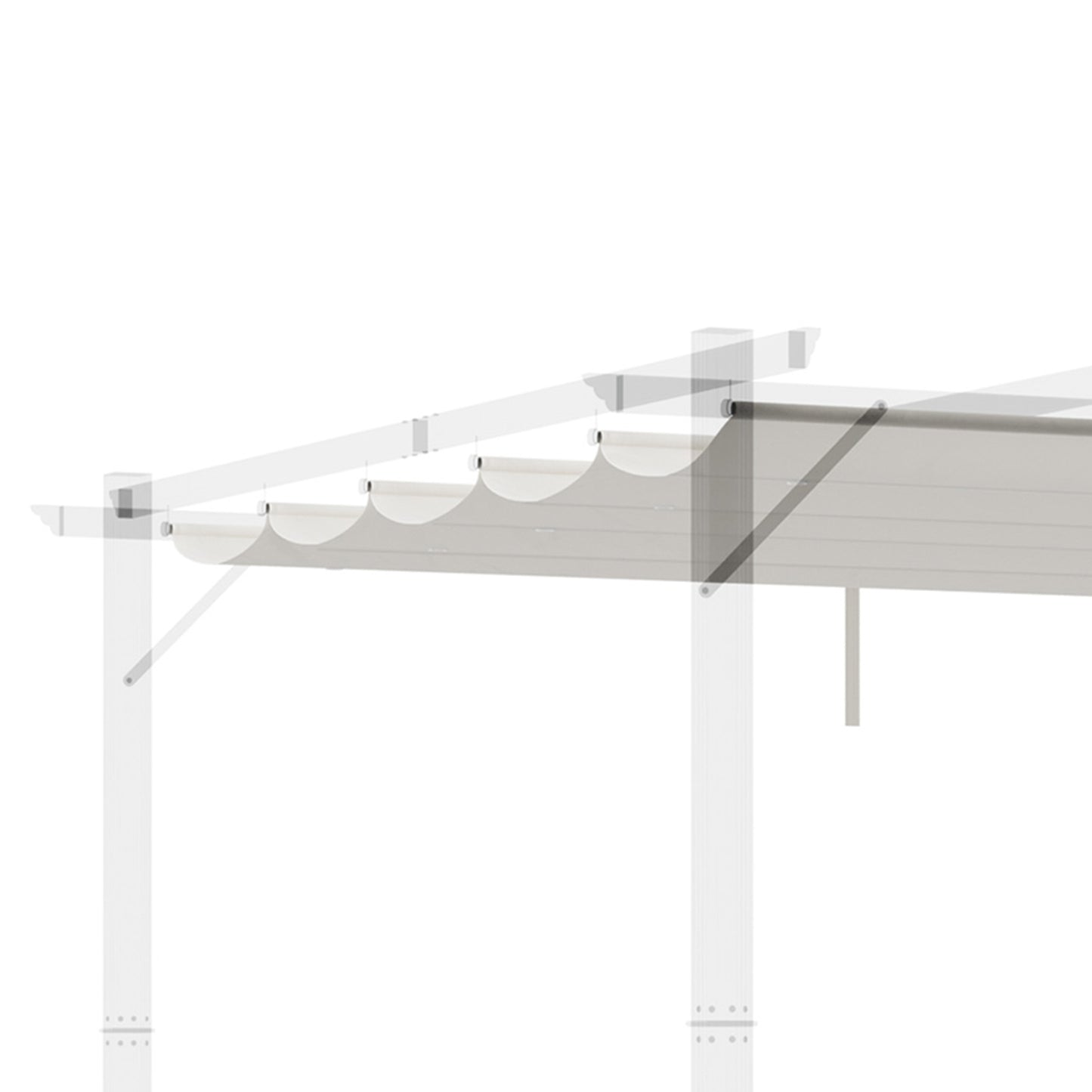 Outsunny Retractable Pergola Shade Cover, Replacement Canopy Fabric for 3 x 3 (m) Pergola, Gazebo Retractable Roof, Cream White