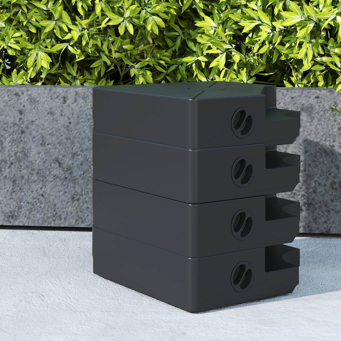 Outsunny Umbrella Weights for Cantilever Parasols, Set of 4 Heavy Duty Parasol Base Weights, 64kg Sand or 55kg Water Filled, Black