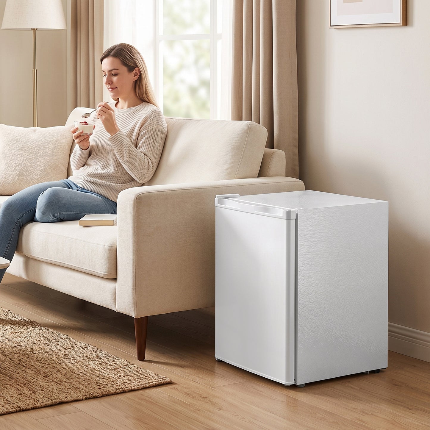 HOMCOM 60L Tabletop Mini Freezer, Countertop Small Freezer with Reversible Door, Removable Wire Shelves, White