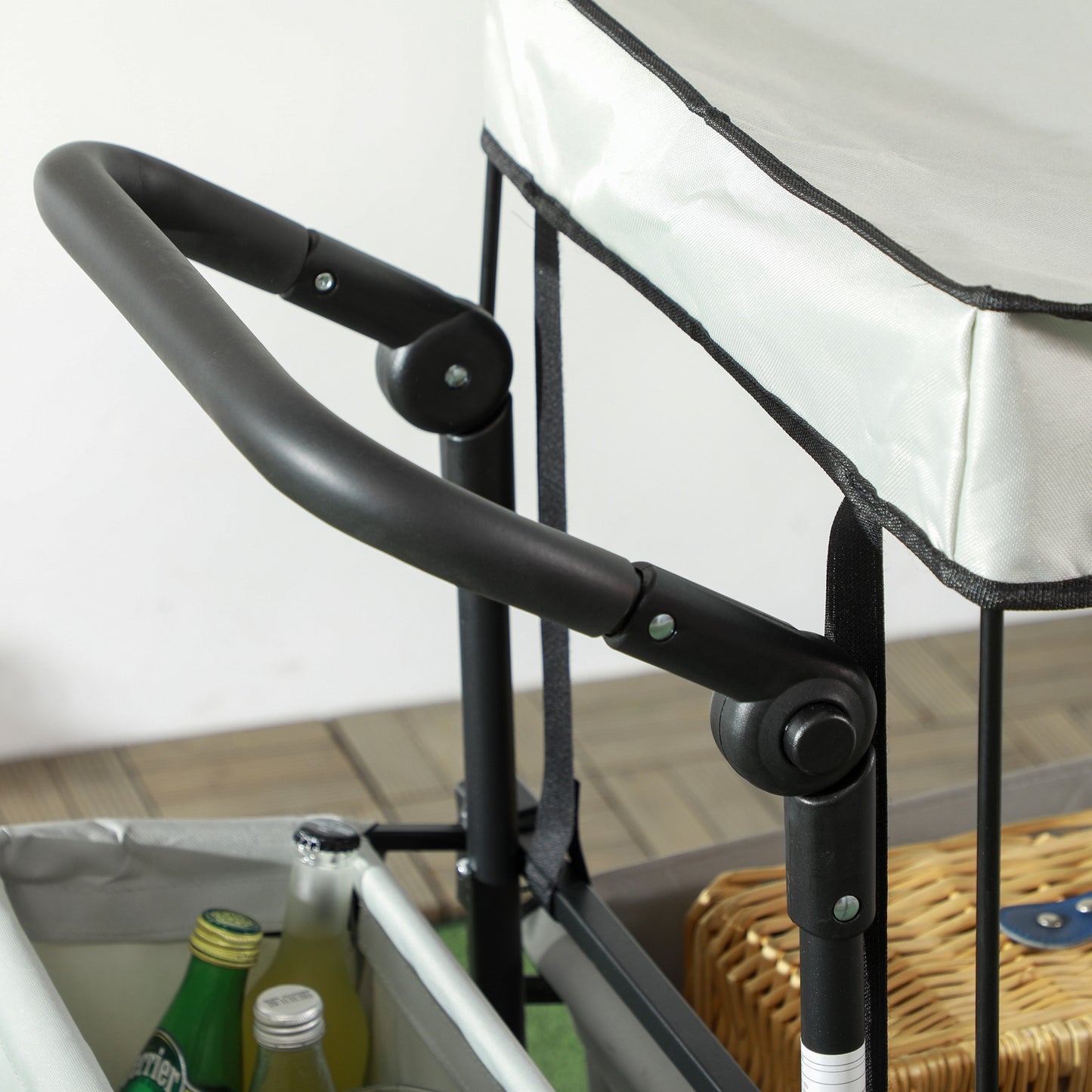 Outsunny Folding Trolley Cart Storage Wagon Beach Trailer Grey