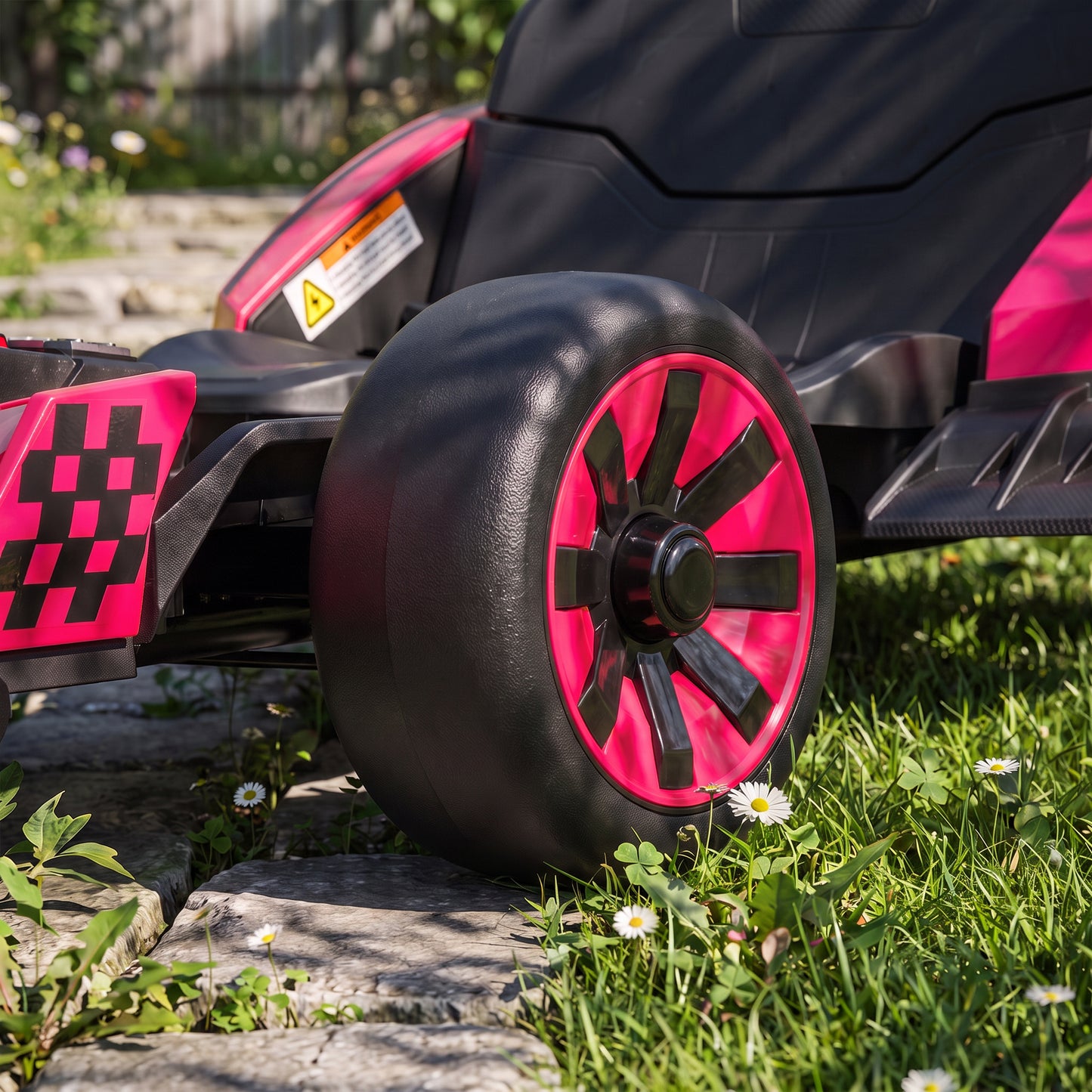 AIYAPLAY 24V Electric Go Kart for Kids 6-12 Years with Drift Mode, Adjustable Seat, 3 Speed, Slow Start, Pink