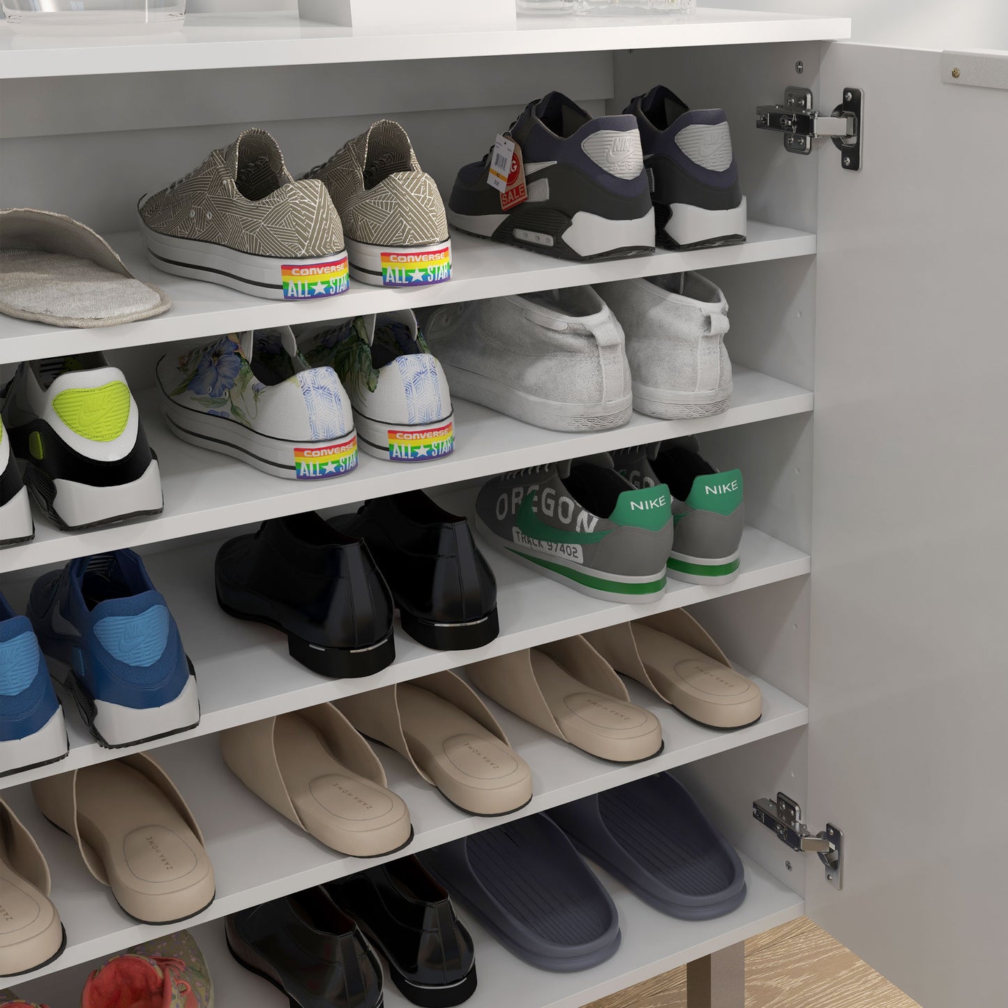 HOMCOM Five-Shelf Shoe Storage Cupboard - White